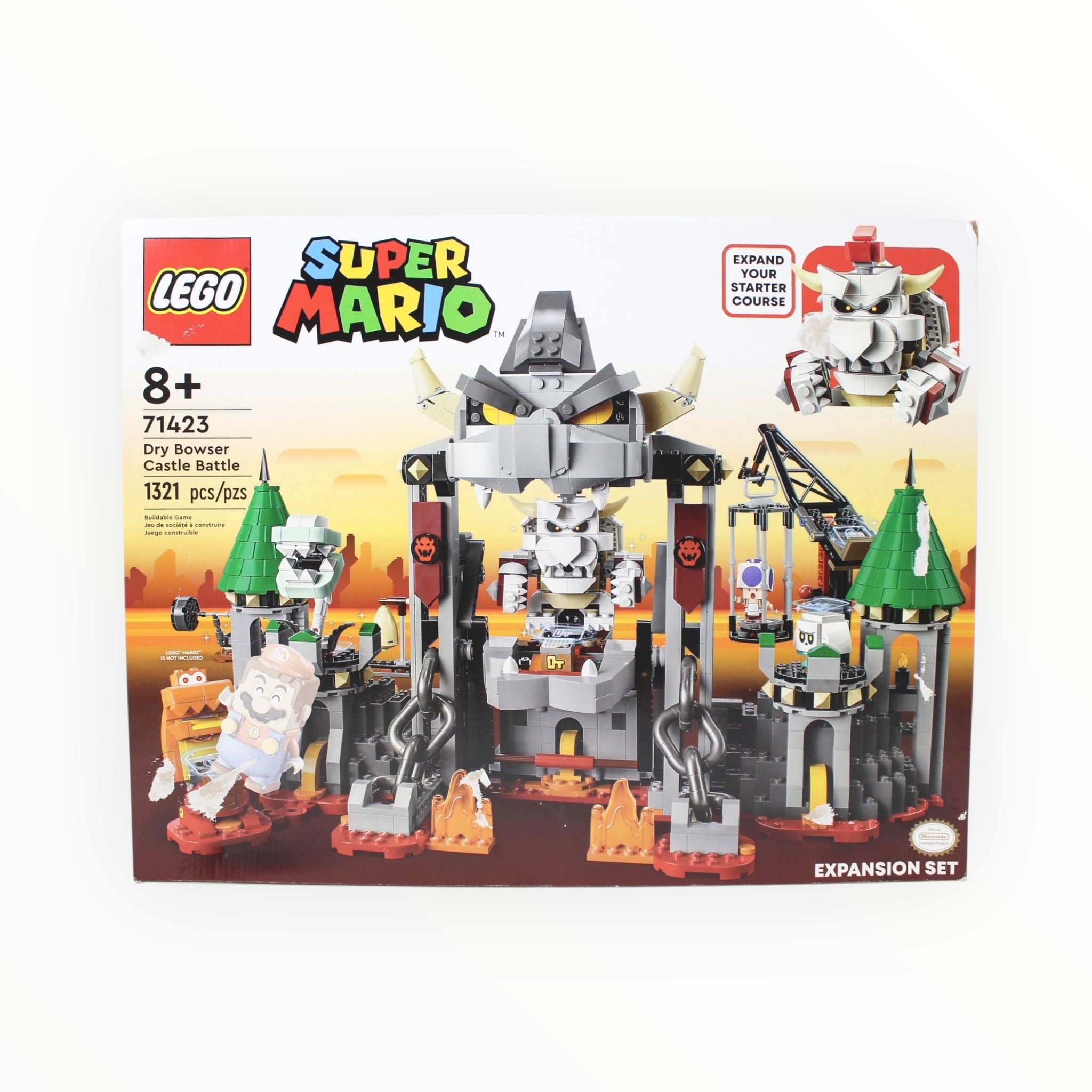 Retired Set 71423 Super Mario Dry Bowser Castle Battle (slight box dam