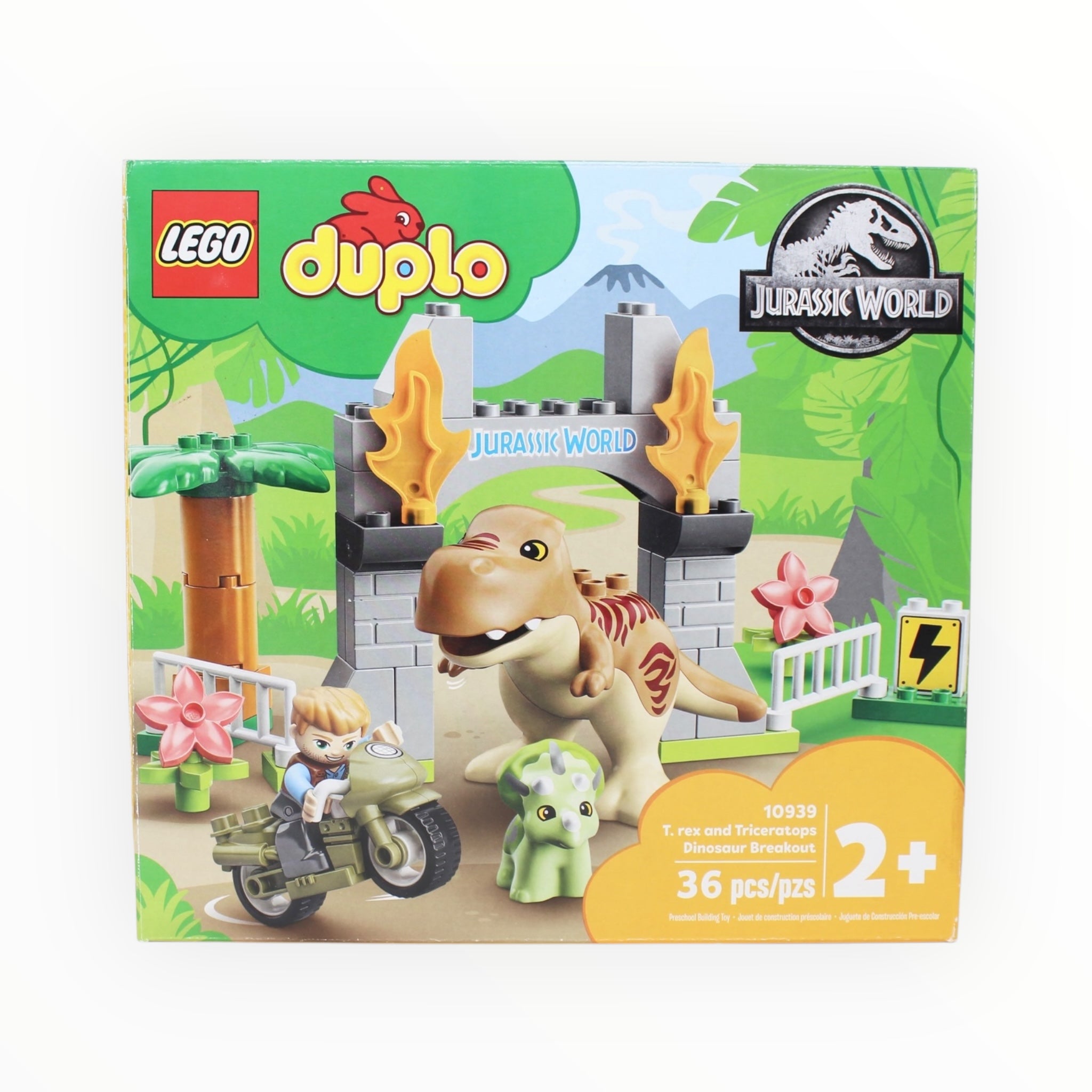 Certified Used Set 10939 Jurassic World DUPLO T. rex and Triceratops Dinosaur Breakout