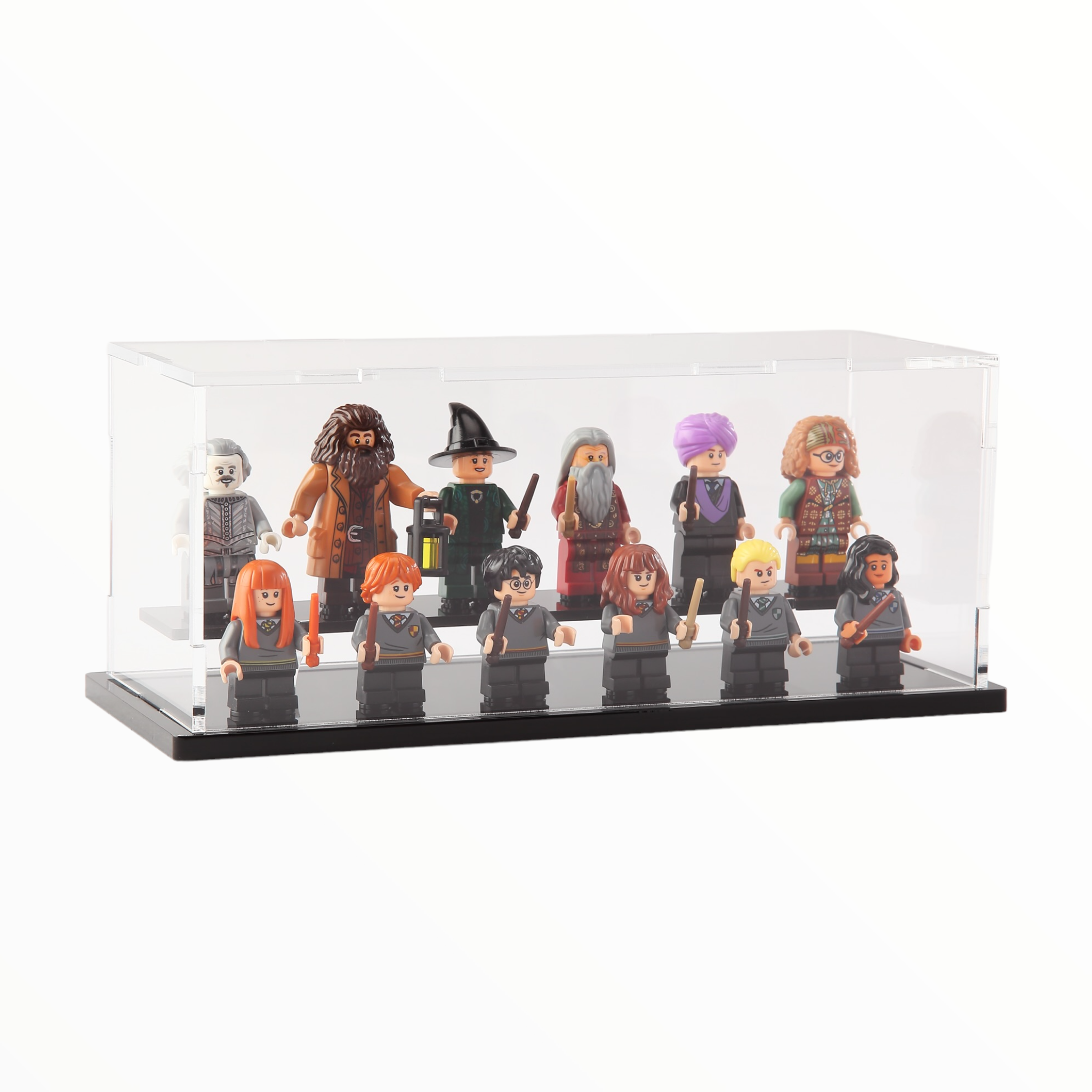 Tricked Out Bricks Minifigure Display Case (12 figures, black base)