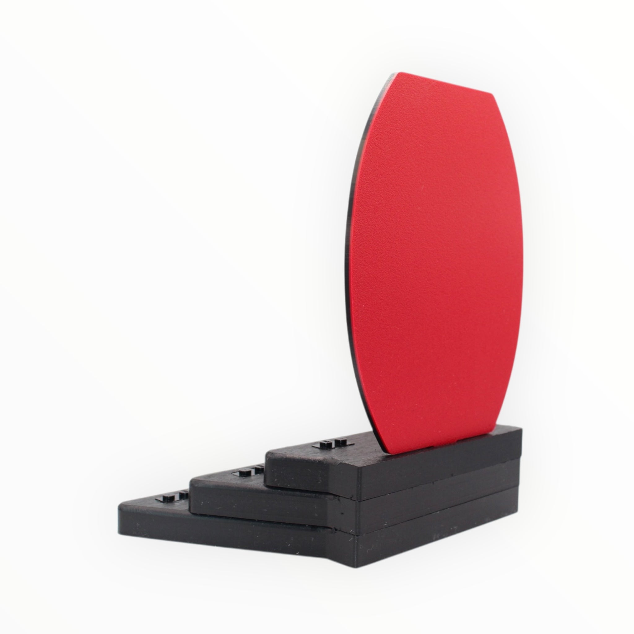 Spider-Themed Display Stand (red symbol, black studs)