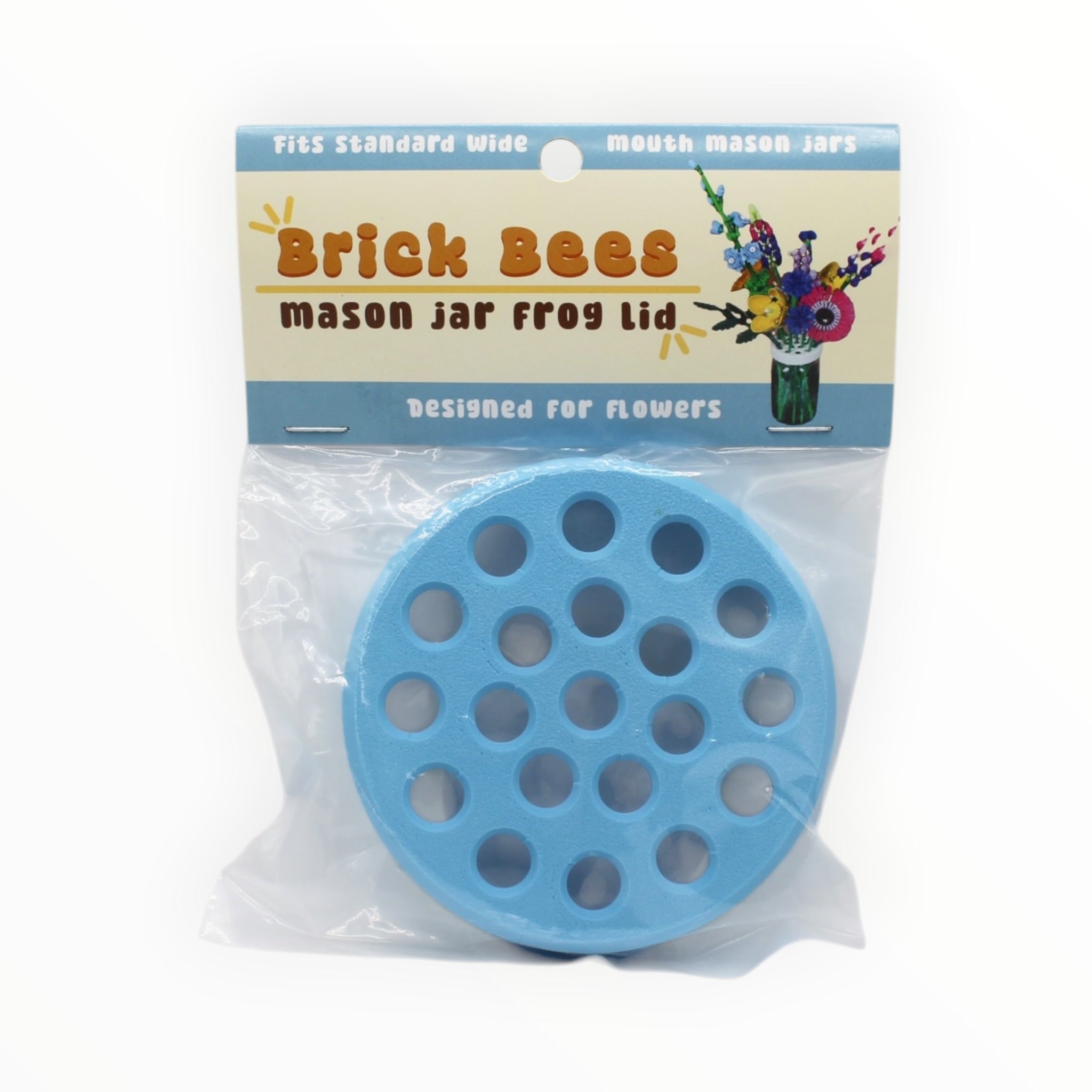 Brick Bees Mason Jar Frog Lid - Blue
