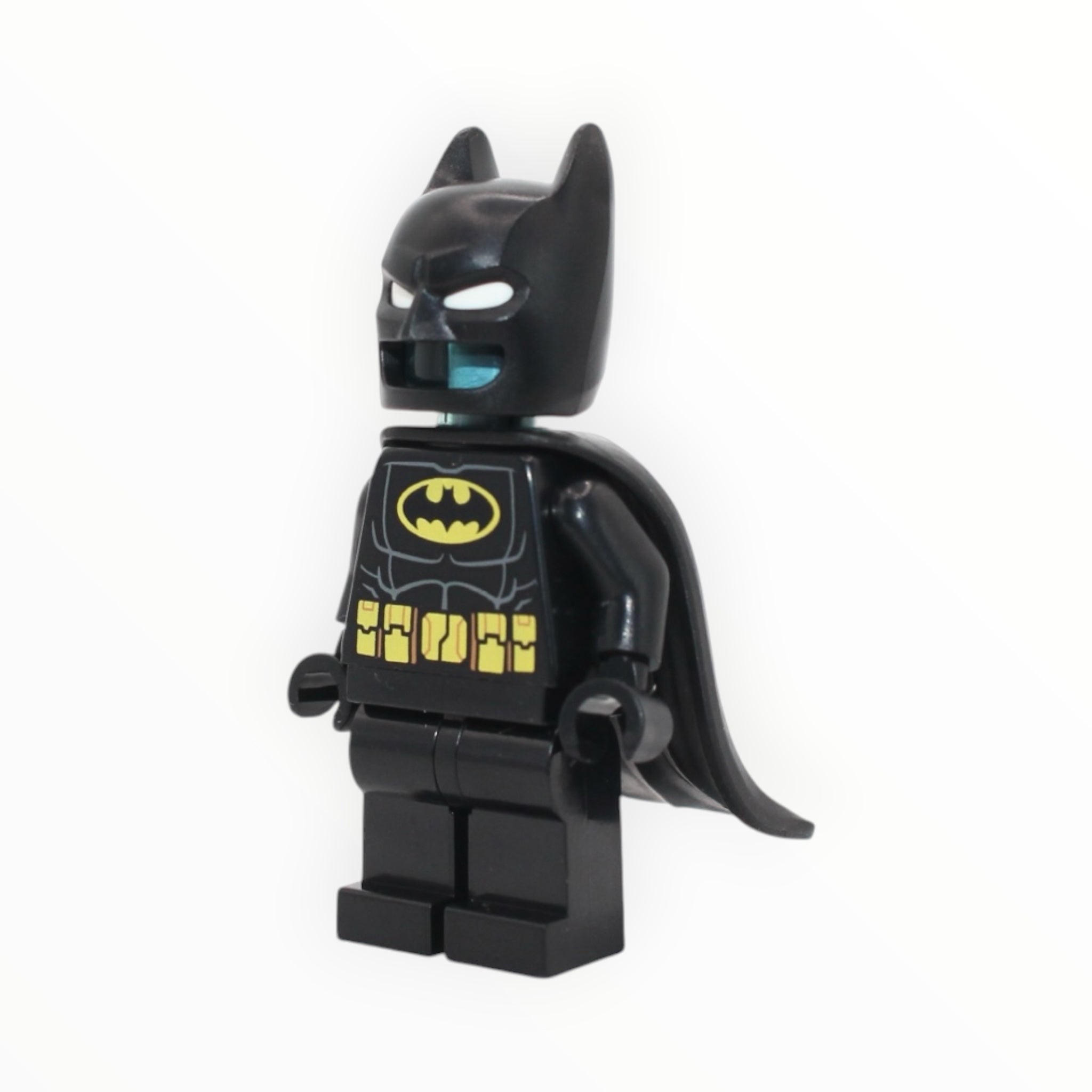 Batman Batsuit (dual-molded cowl, trans-light blue head, rubber cape, 2026)