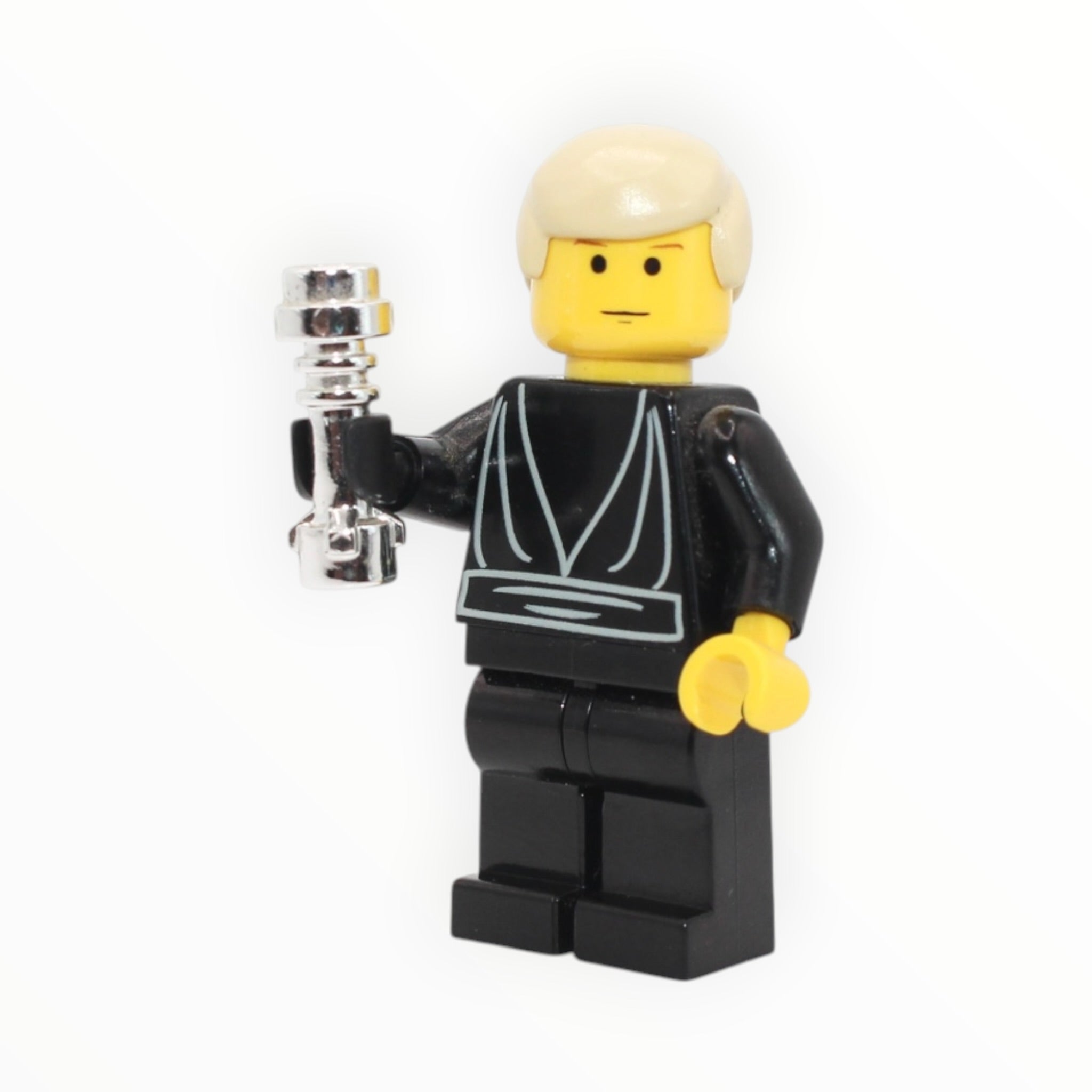 Luke Skywalker (chrome hilt, black tunic, one black hand, yellow skin, Final Duel II, 2002)