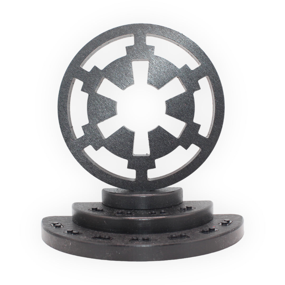 Star Wars Imperial-Themed Display Stand (black symbol, black studs)