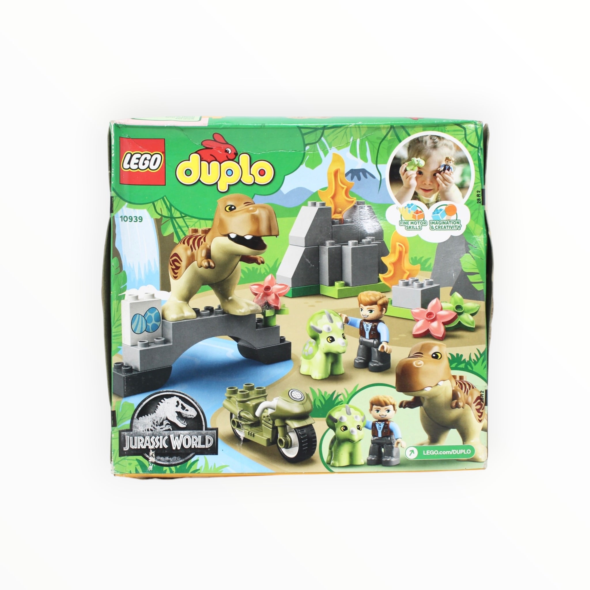Retired Set 10939 DUPLO Jurassic World T. rex and Triceratops Dinosaur Breakout (damaged box)