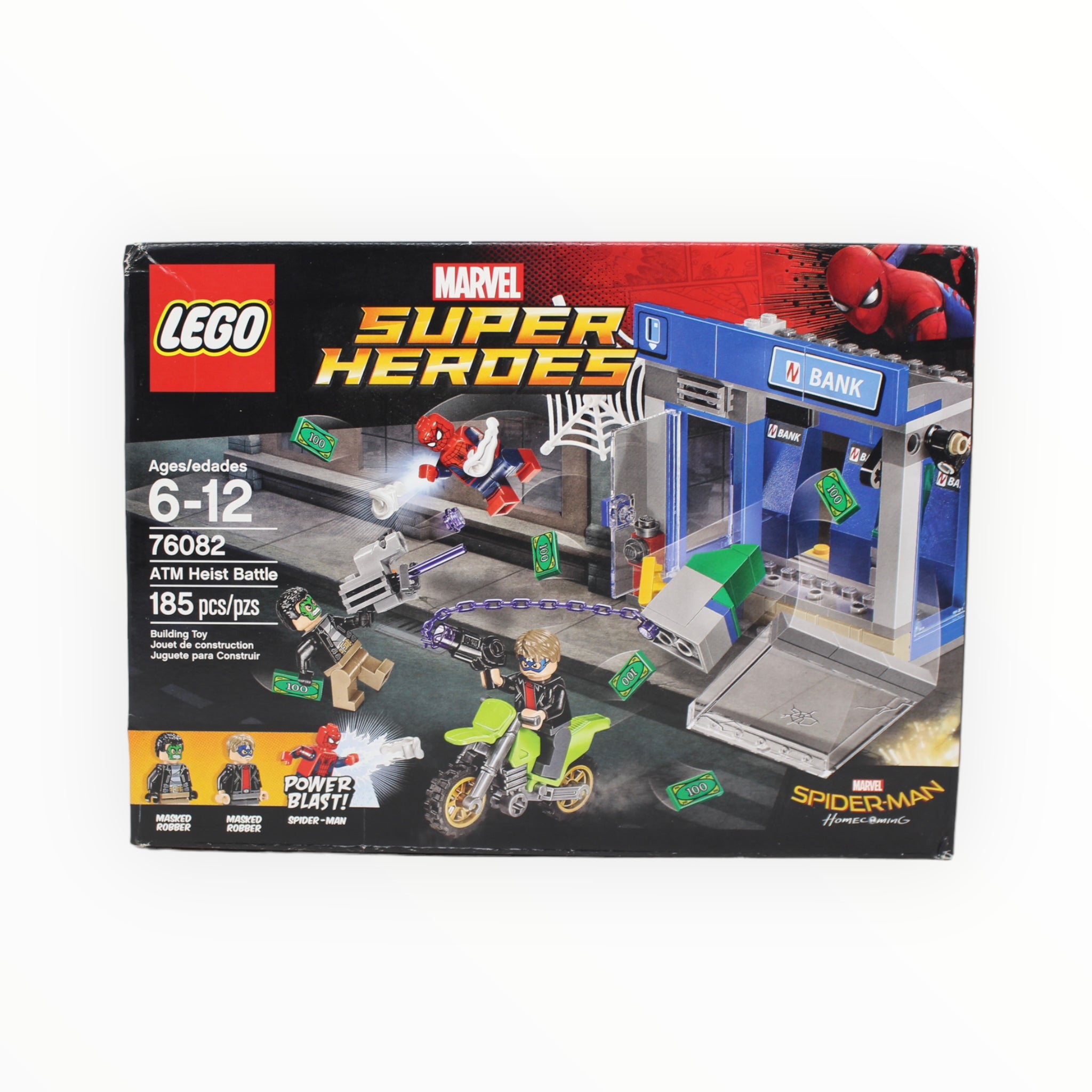 Retired Set 76082 Marvel Super Heroes ATM Heist Battle damaged box