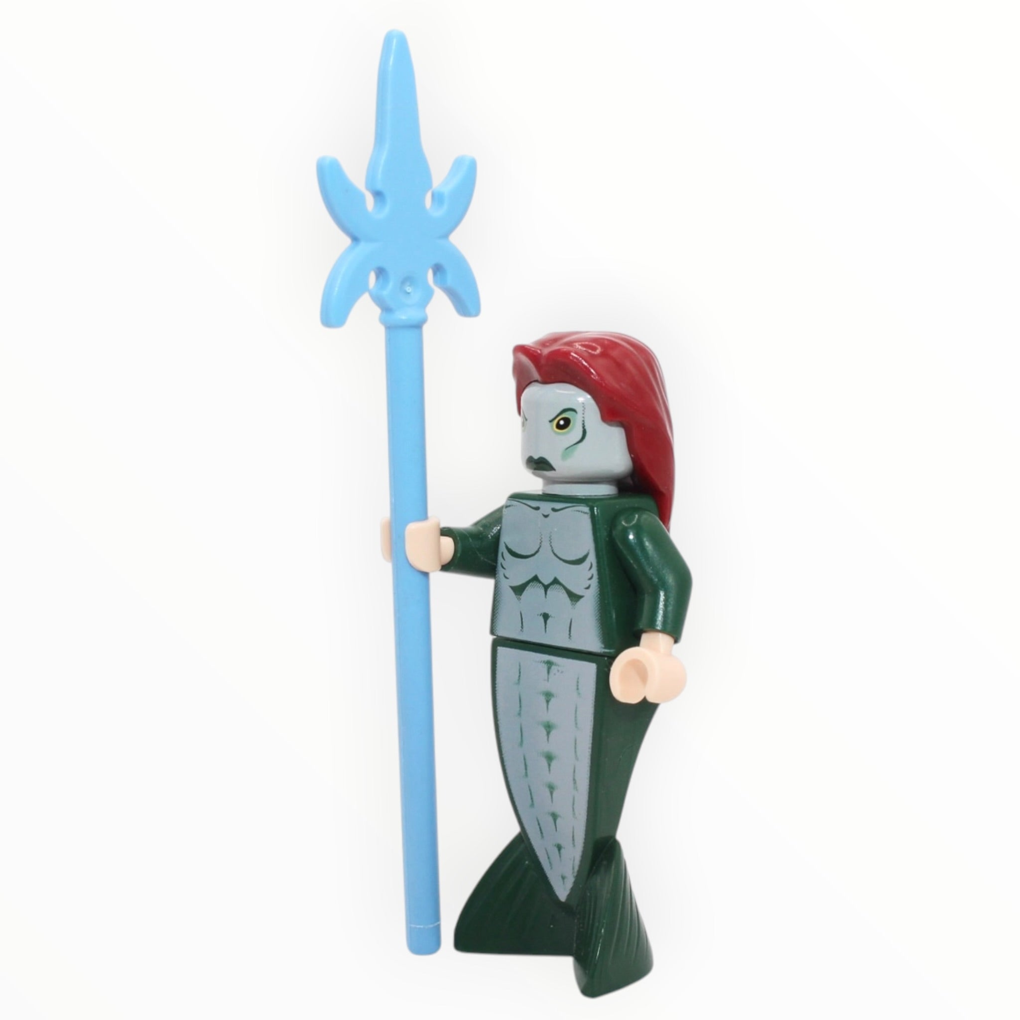 Merperson (dark green, dark red hair, with spear, 2005)