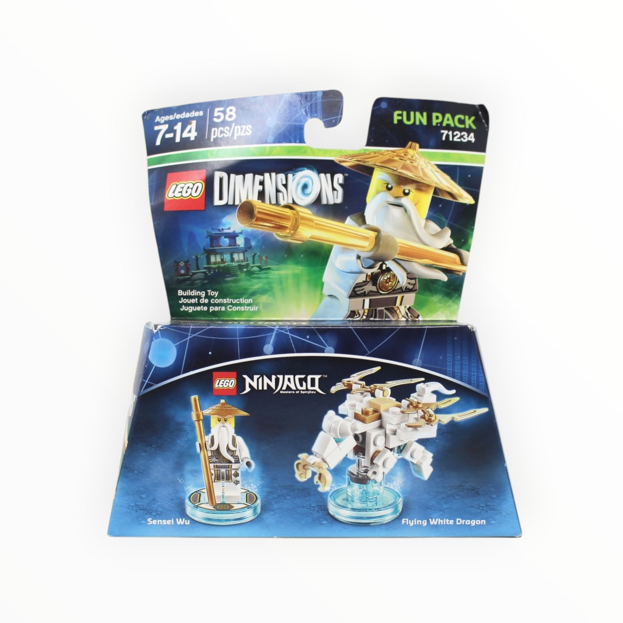 Retired Set 71234 Dimensions Fun Pack - Ninjago Sensei Wu and Flying White Dragon (some box damage)