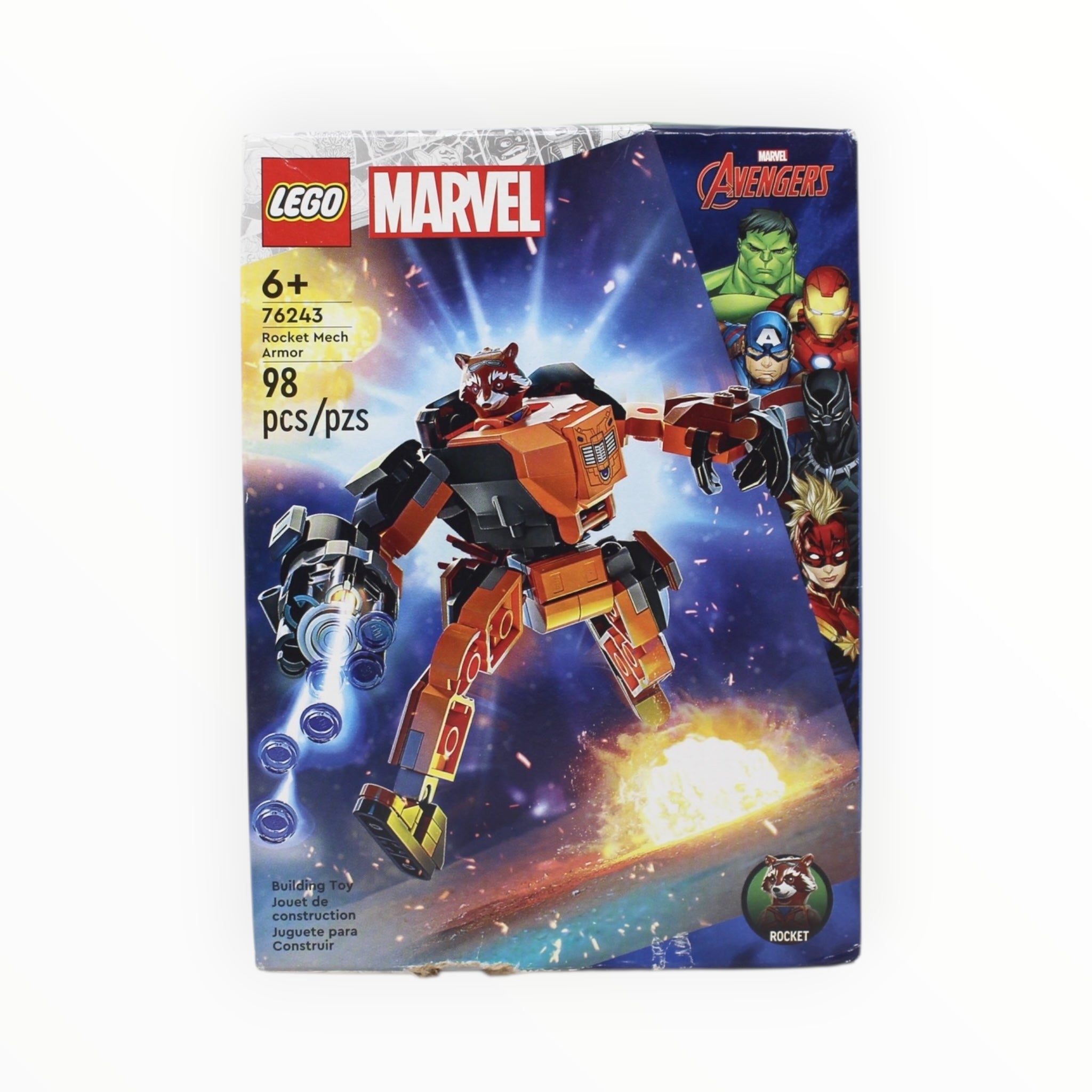 Retired Set 76243 Marvel Rocket Mech Armor (damaged box)