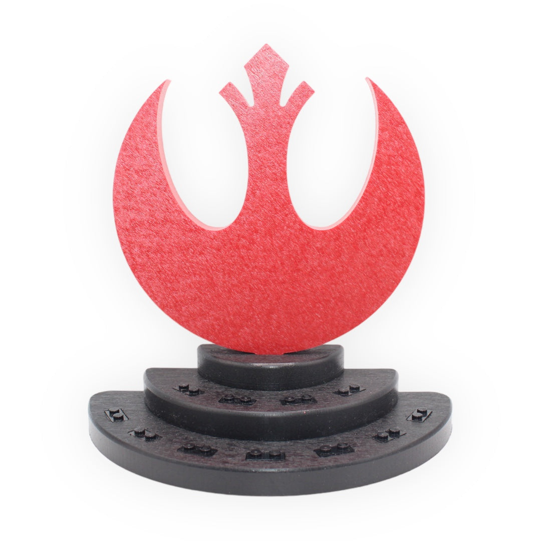 Star Wars Rebel-themed Display Stand (red symbol, black studs)