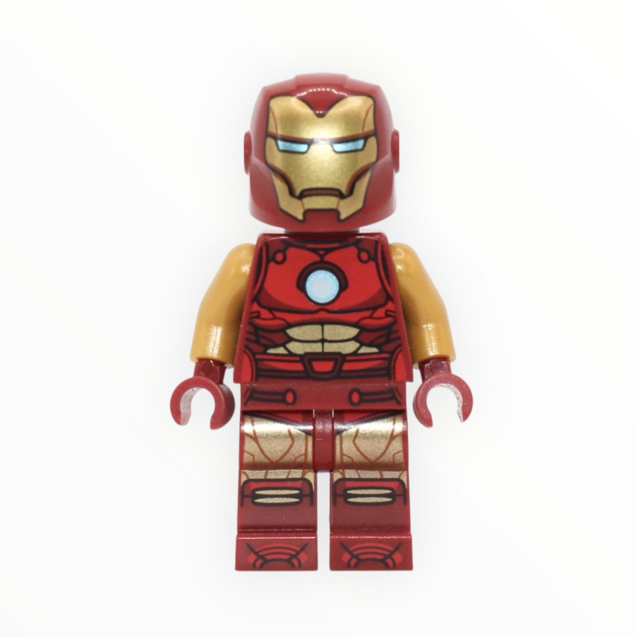 Iron Man (one-piece helmet, gold arms, round Arc Reactor, 2023)