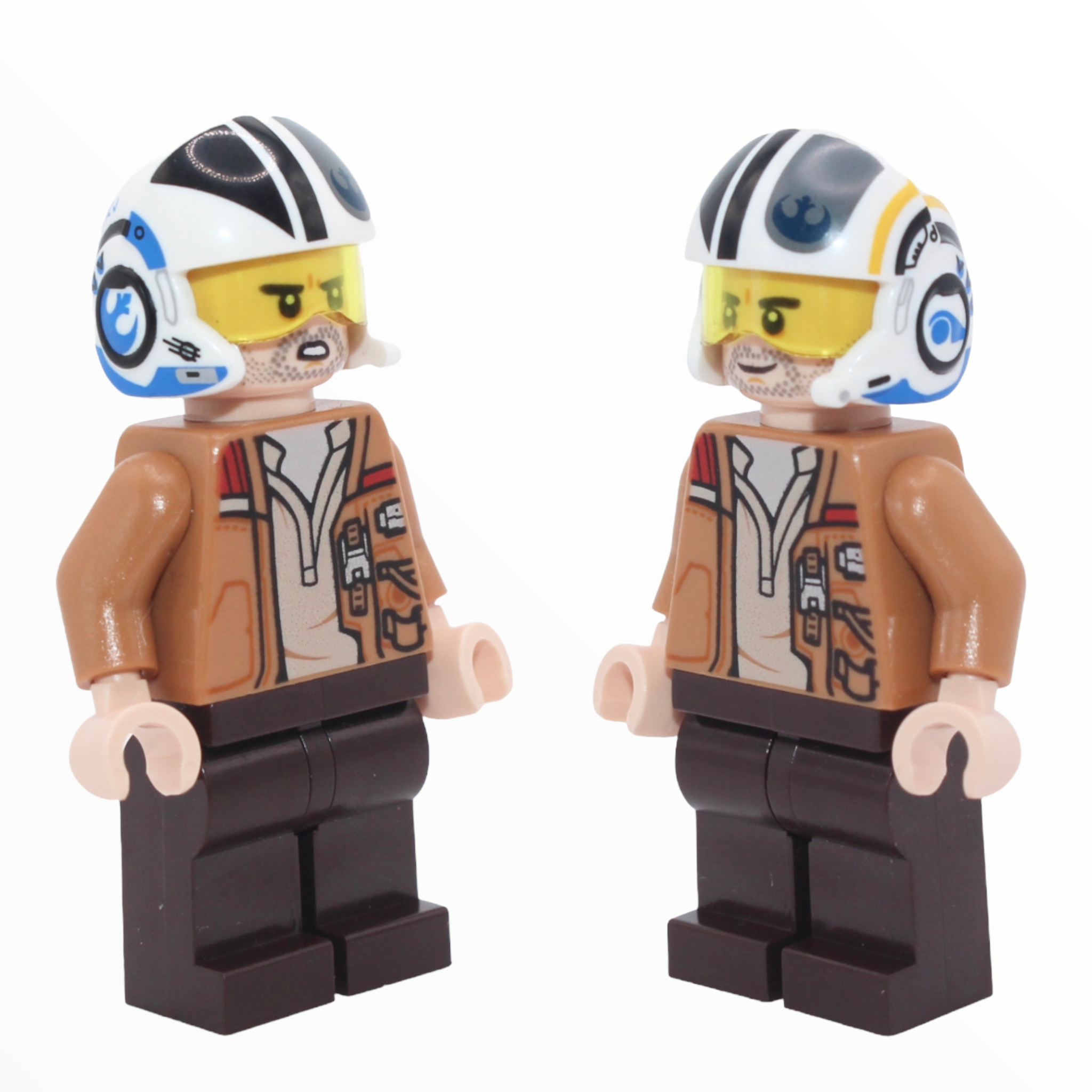 Poe Dameron (The Force Awakens, medium nougat jacket, dark brown legs, helmet)