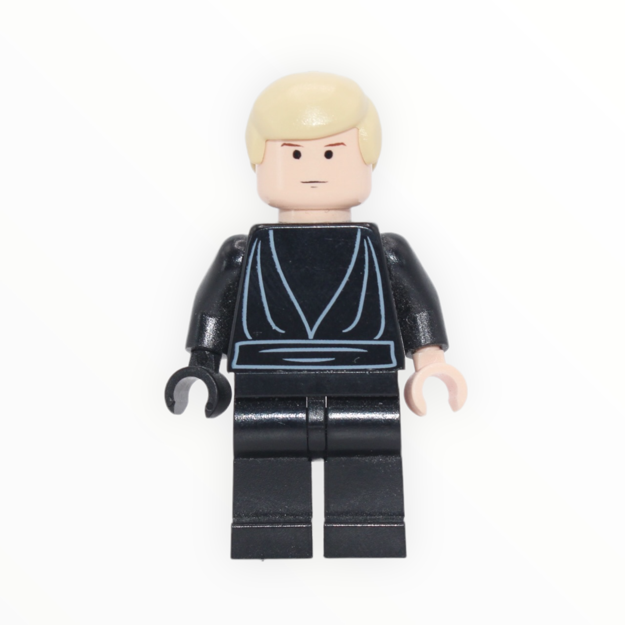 Luke Skywalker (black tunic, one black and one light nougat hand, solid black eyes, 2008)