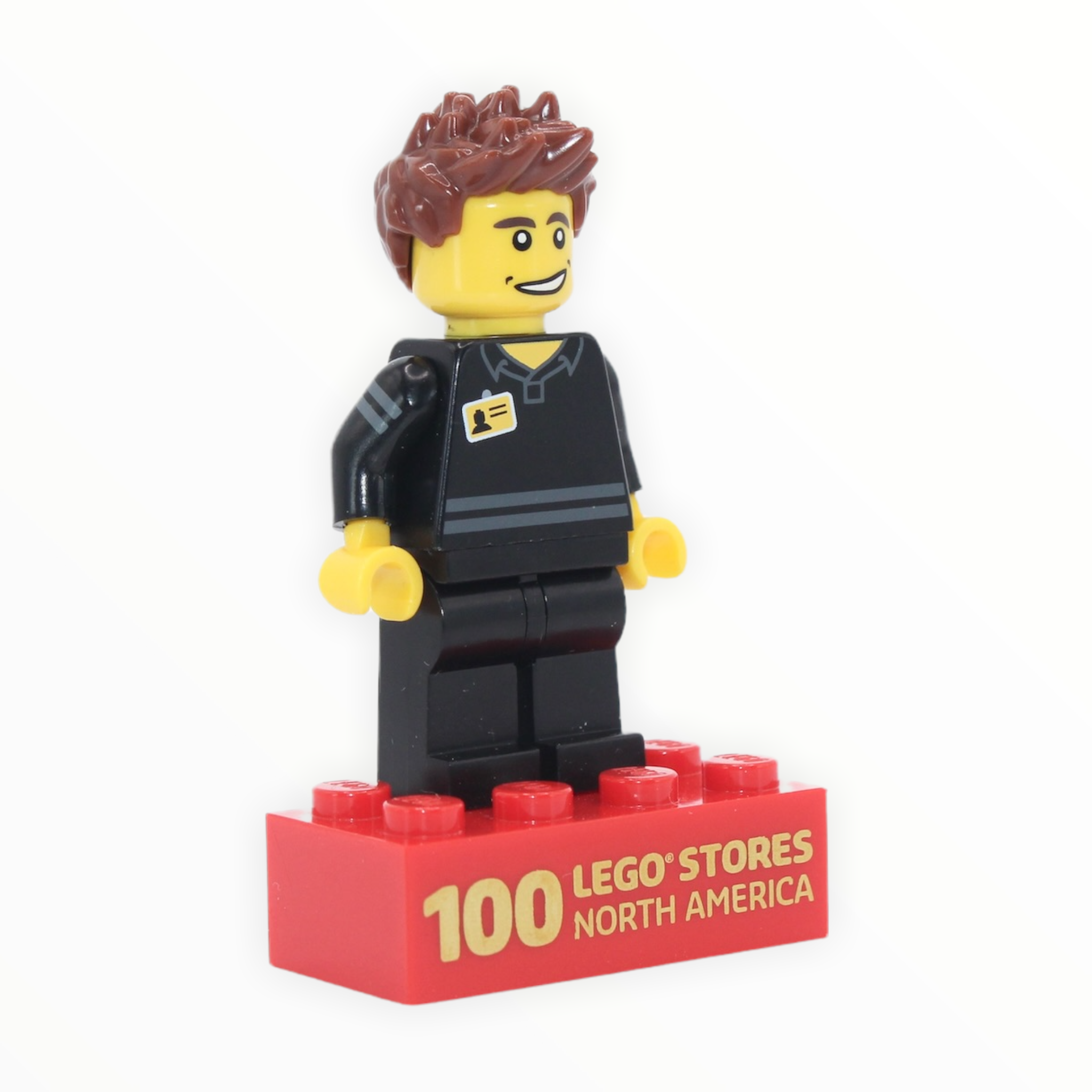 Afrika permeabilitet sammensværgelse LEGO Brand Store Employee with 100 LEGO Stores Brick (100 Stores back