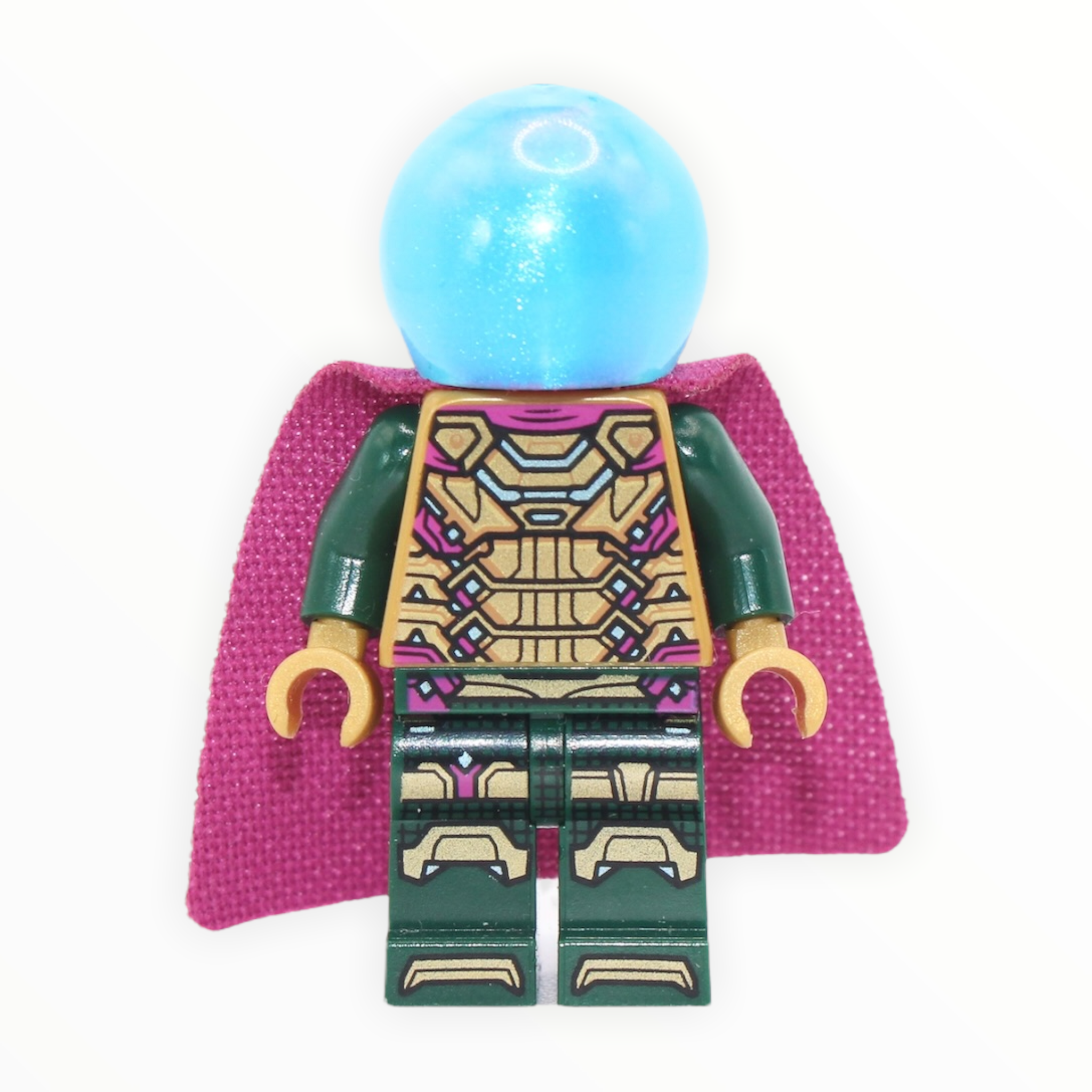 Mysterio (Far From Home, satin trans-blue helmet, pearl gold torso)
