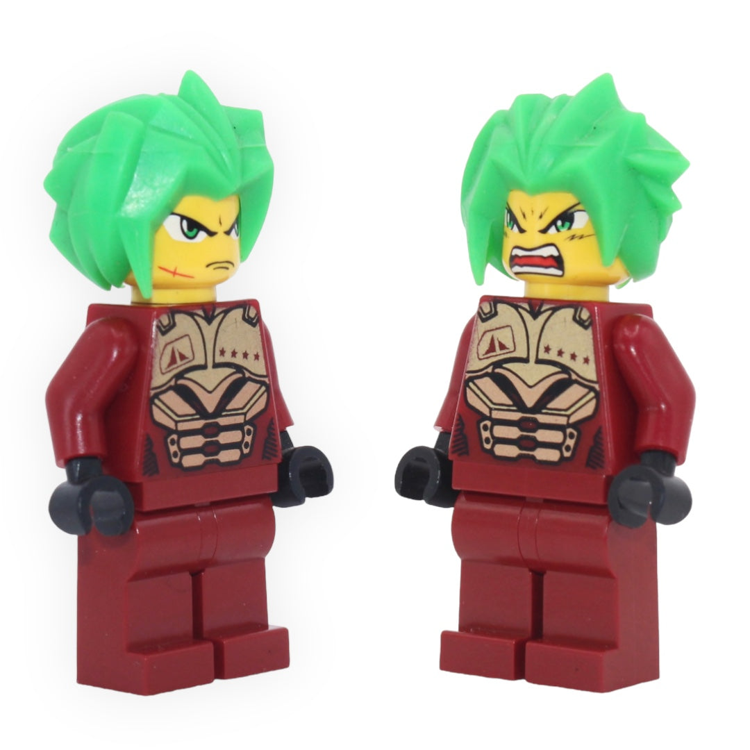 Takeshi (dark red jumpsuit, gold armor)