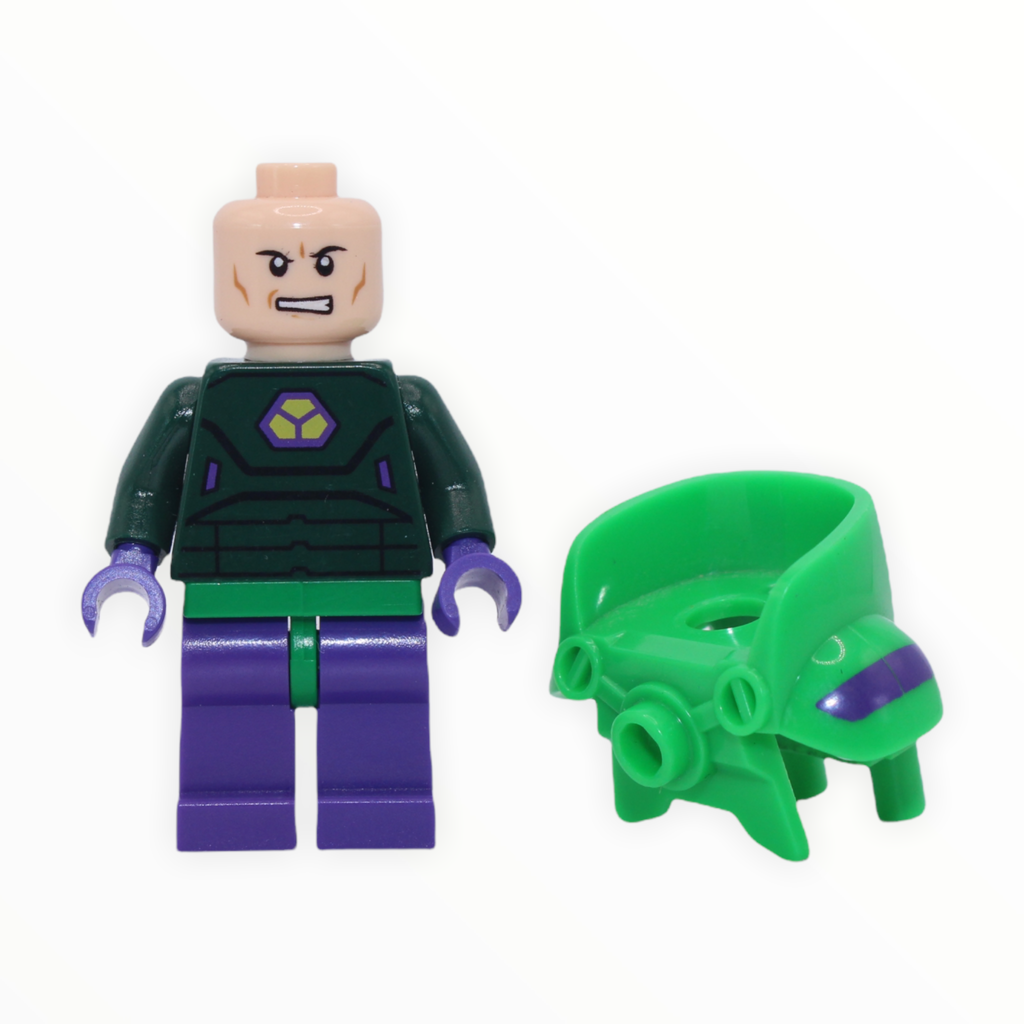 Lex Luthor (battle armor, purple legs, dark green torso)