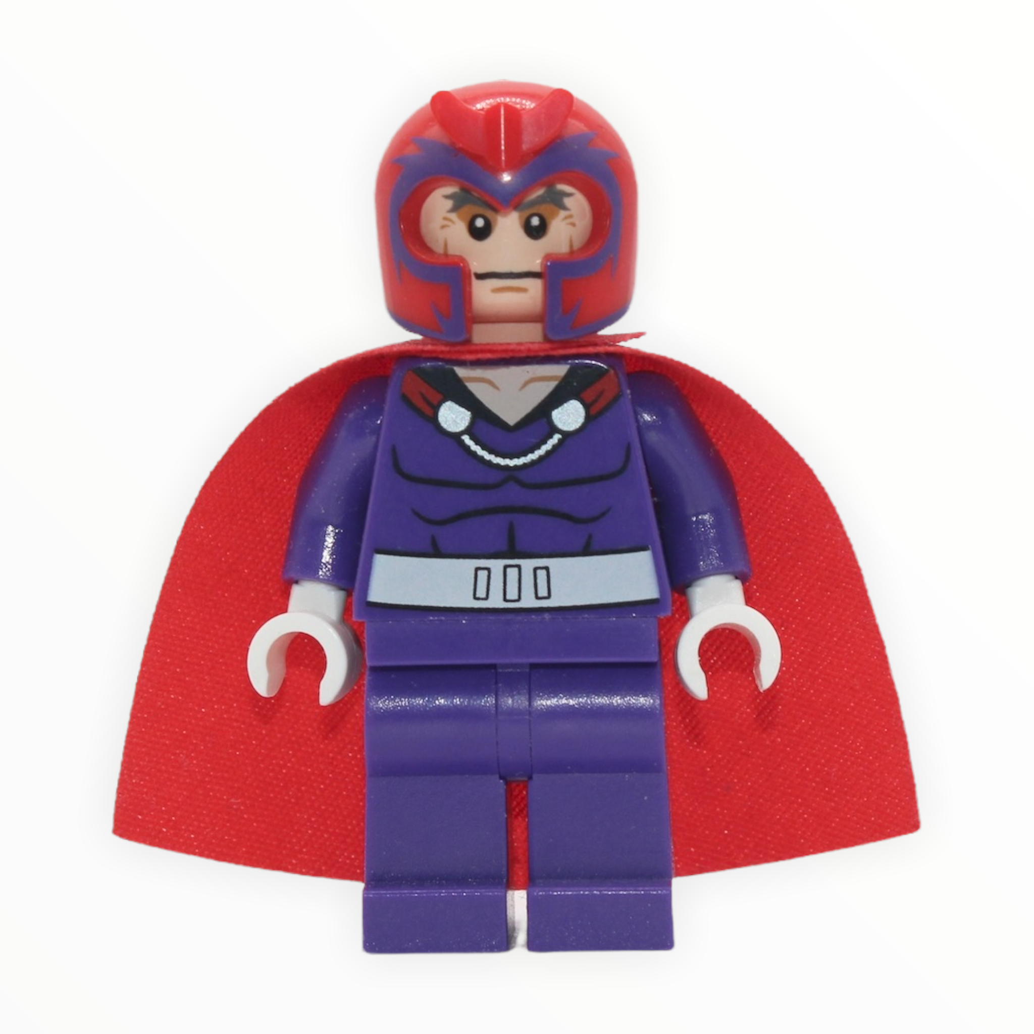 Magneto (dark purple outfit, red cape, helmet)