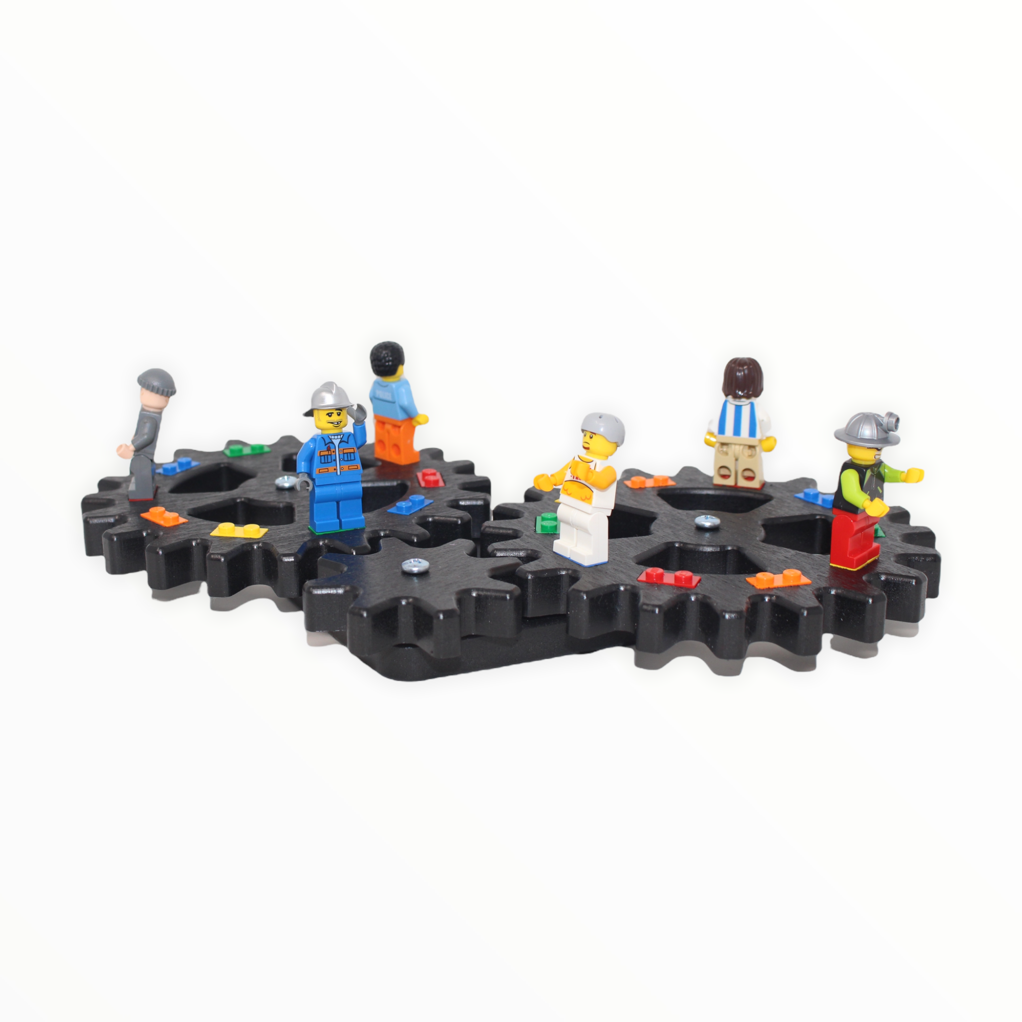 Minifigure Gear Display Stand (black with rainbow studs)