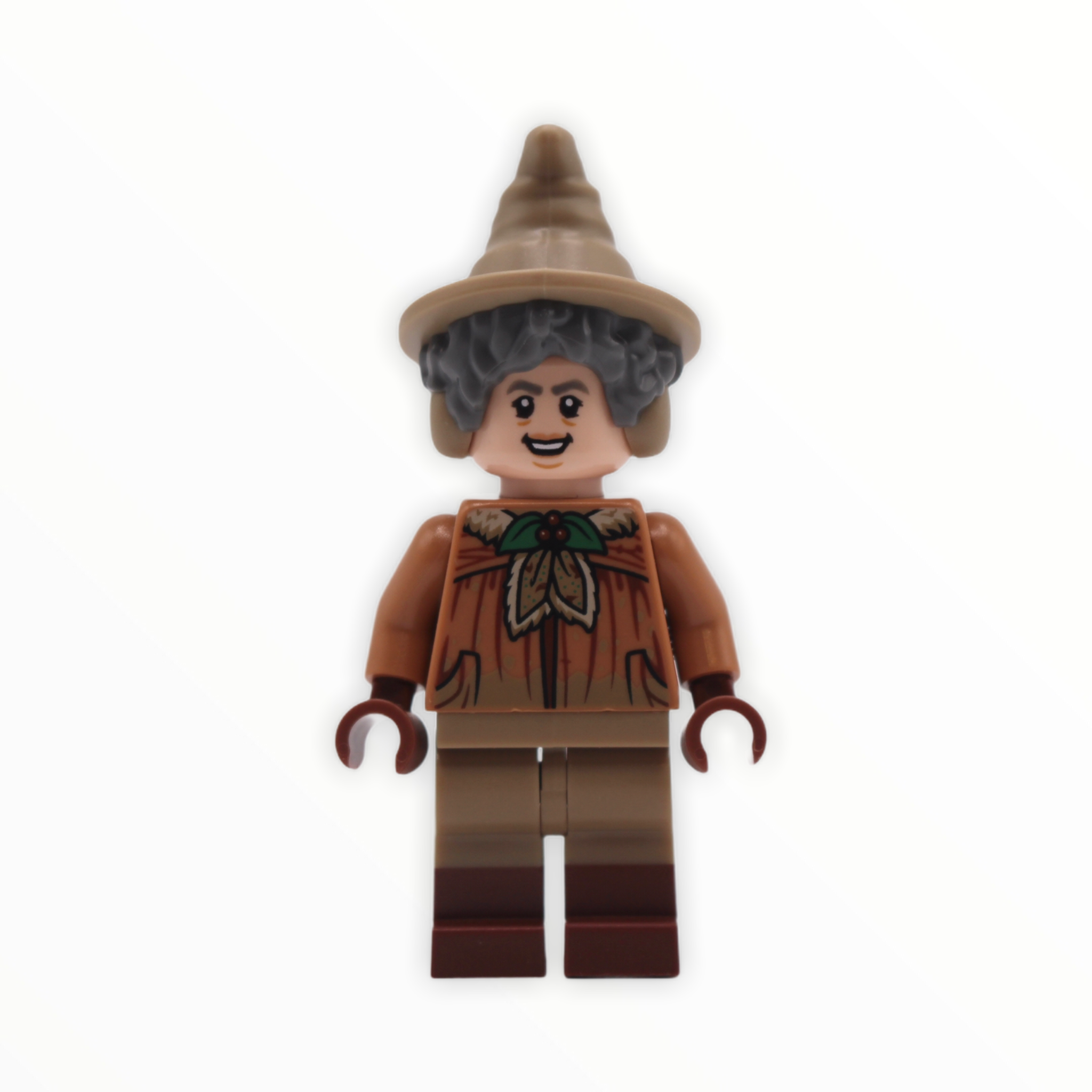 Professor Pomona Sprout (dirty cloak, dark tan legs and reddish brown boots)