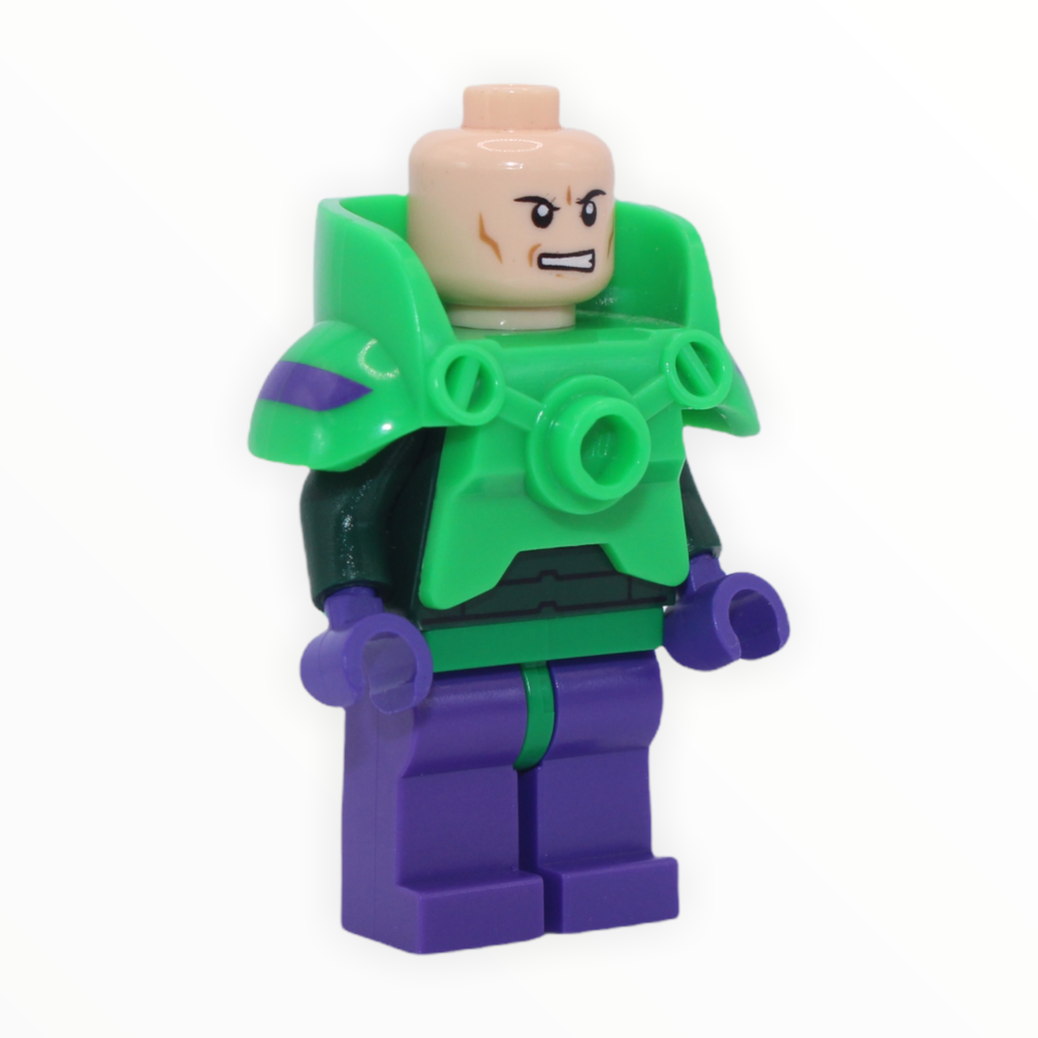 Lex Luthor (battle armor, purple legs, dark green torso)