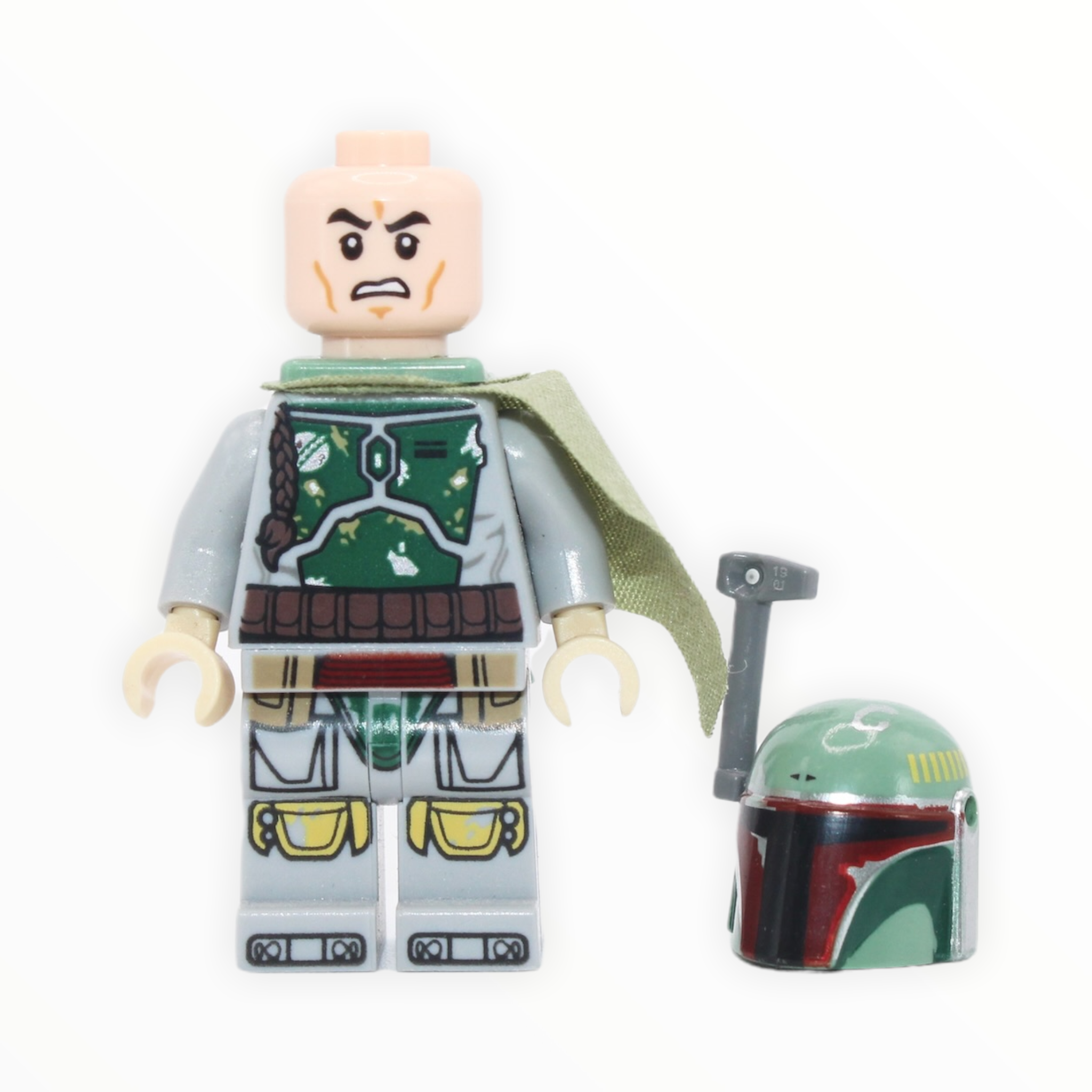 Boba Fett (olive green cape, clone head, tan hands, 2017)