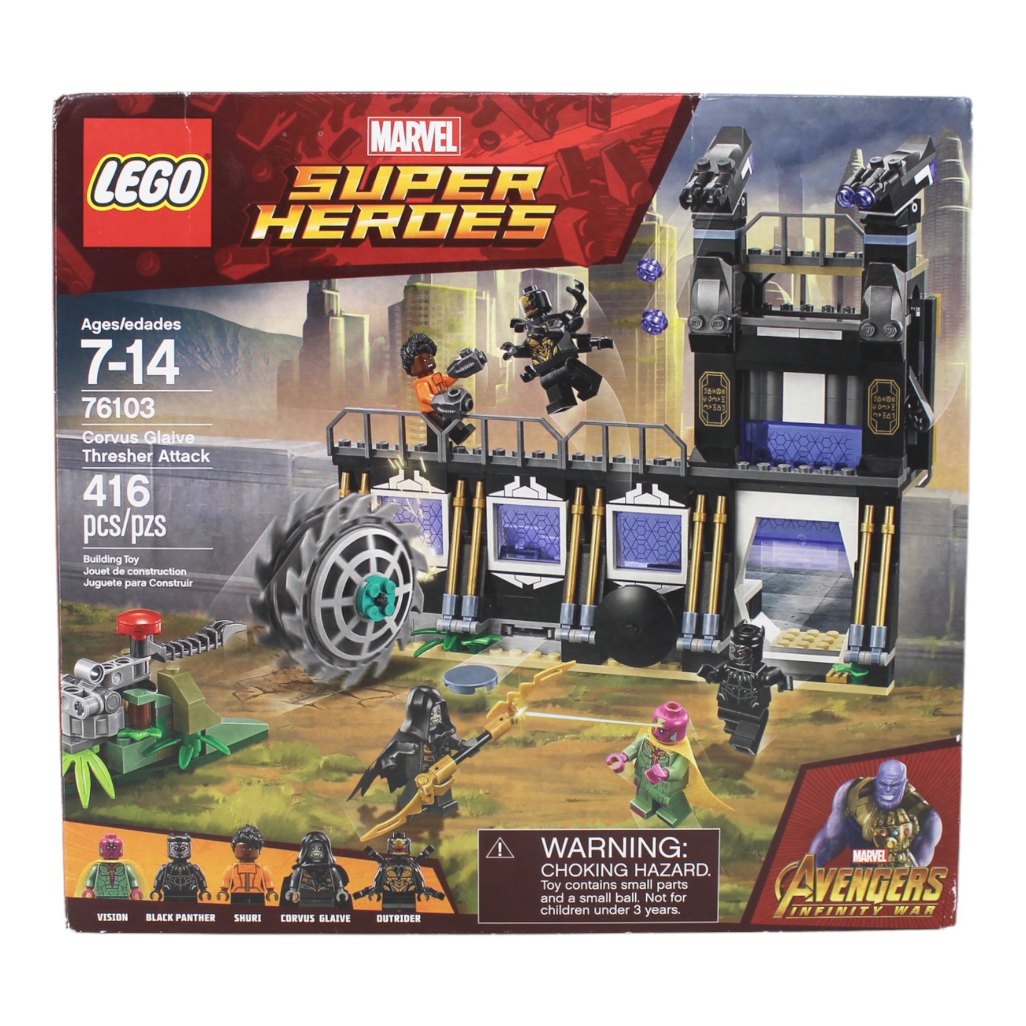 Certified Used Set 76103 Marvel Super Heroes Corvus Glaive Thresher Attack