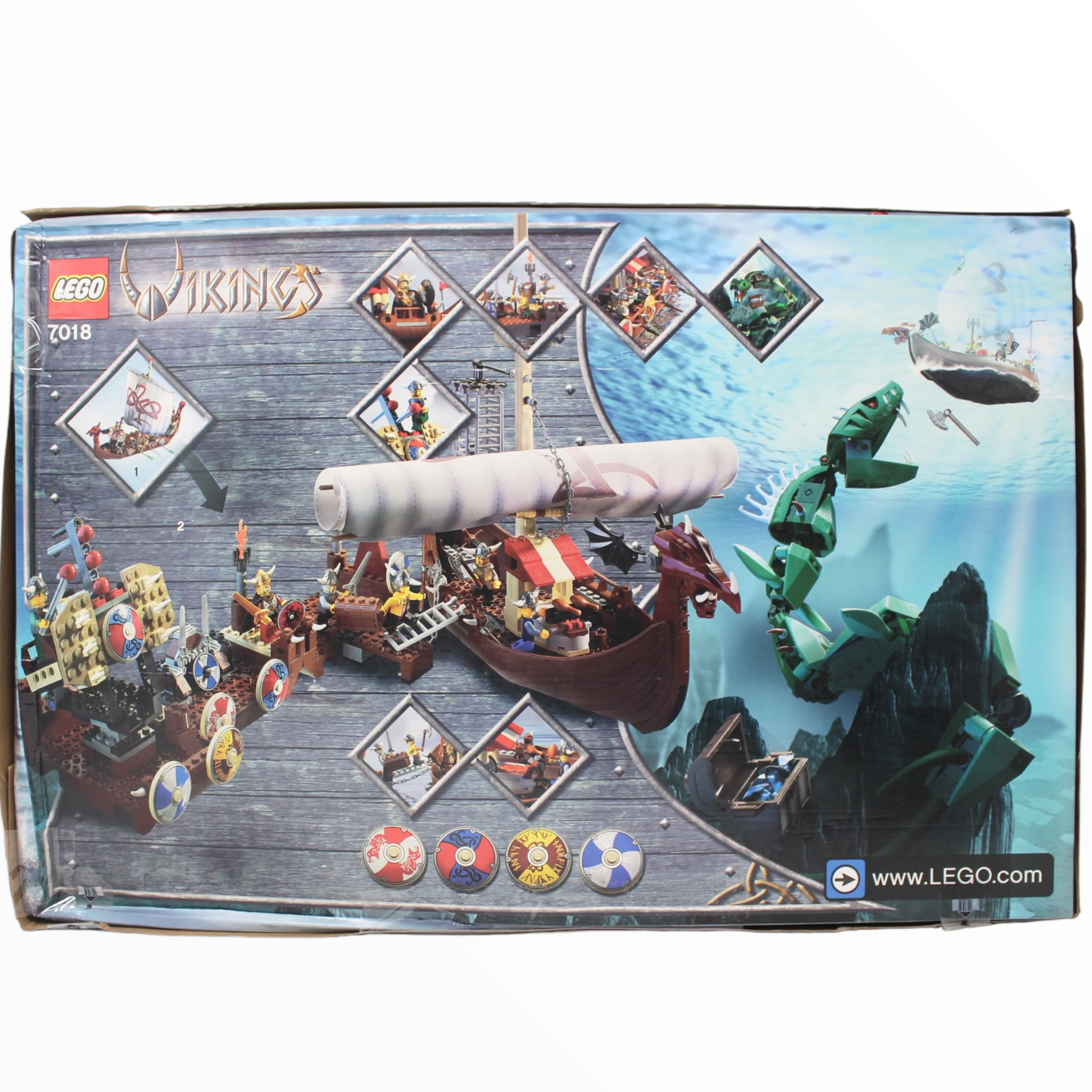 Certified Used Set 7018 Vikings Viking Ship challenges the Midgard Serpent (open box, sealed bags)