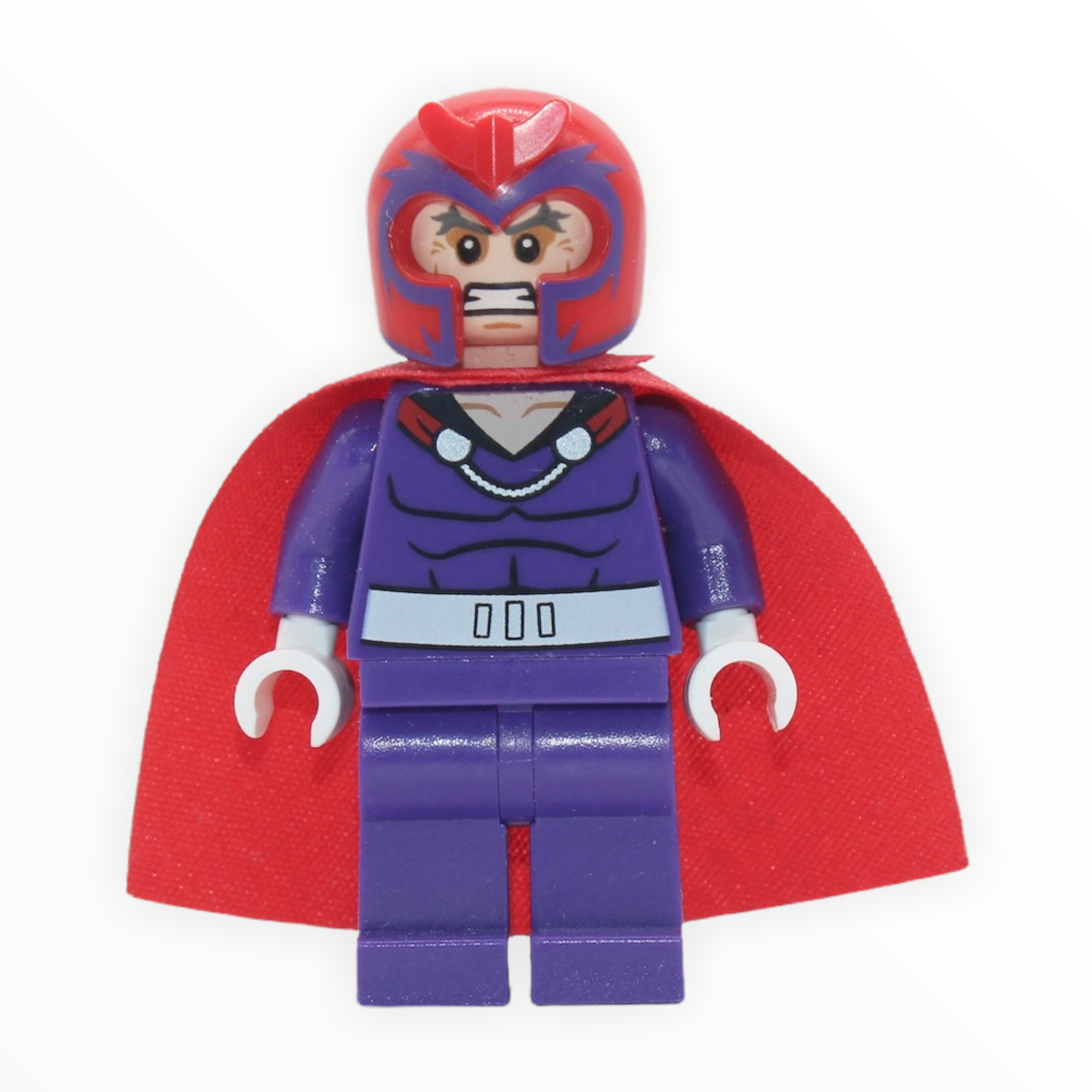 Magneto (dark purple outfit, red cape, helmet)
