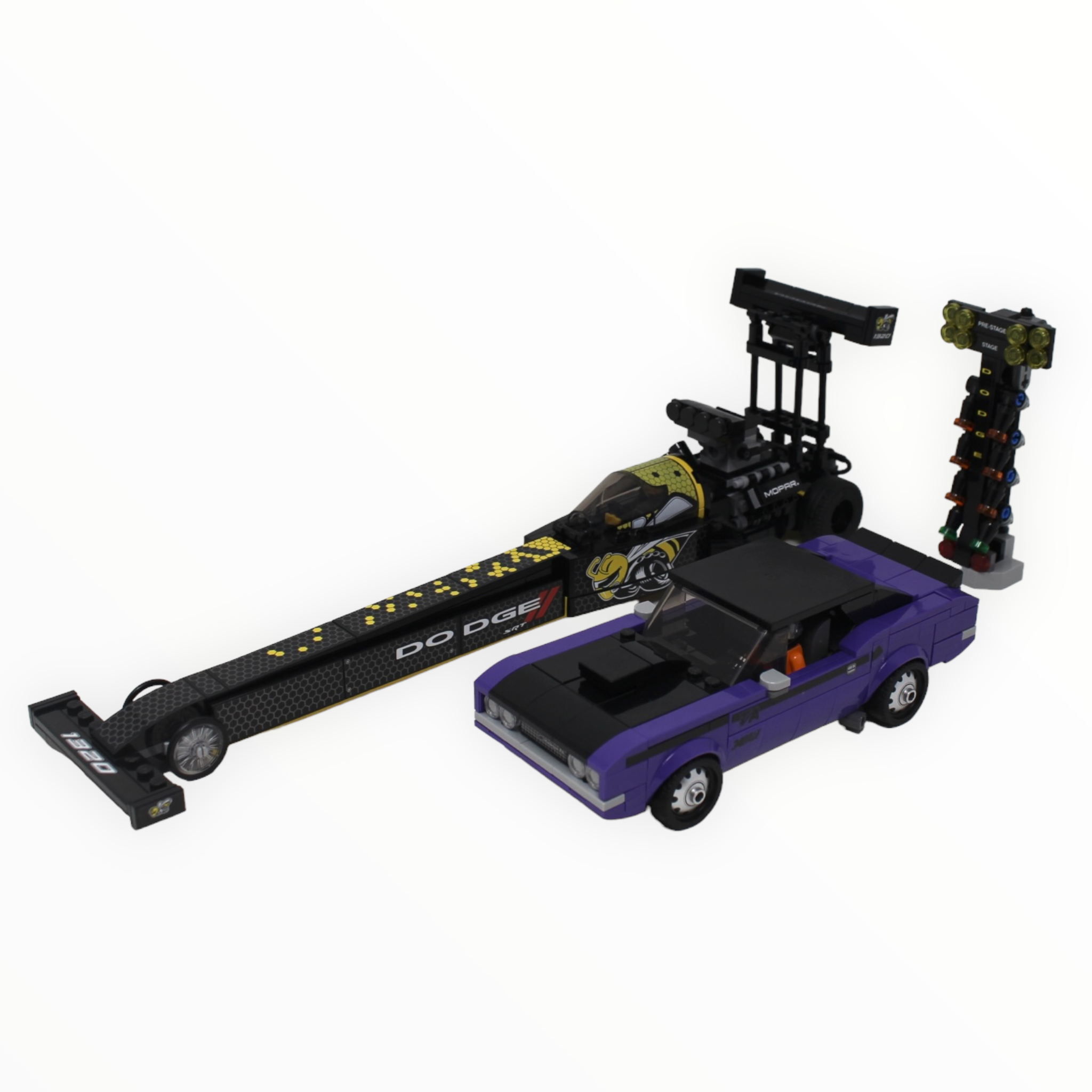 Used Set 76904 Speed Champions Mopar Dodge//SRT Top Fuel Dragster and 1970 Dodge Challenger T/A