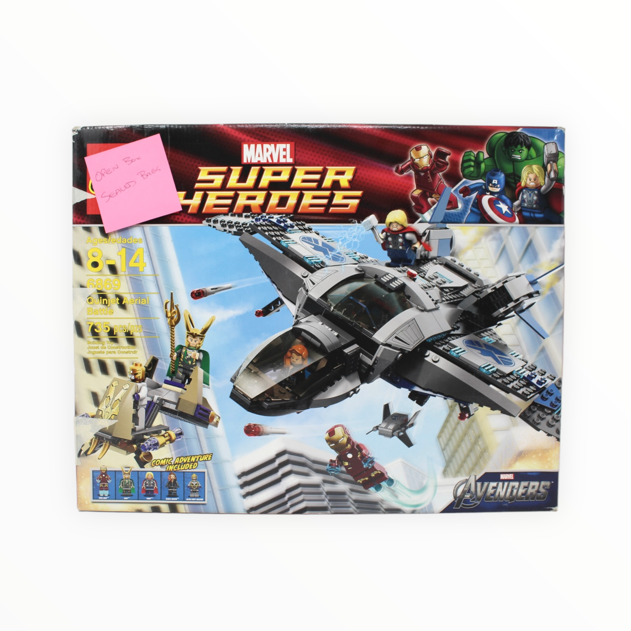 Certified Used Set 6869 Marvel Super Heroes Quinjet Aerial Battle (open box, sealed bags)