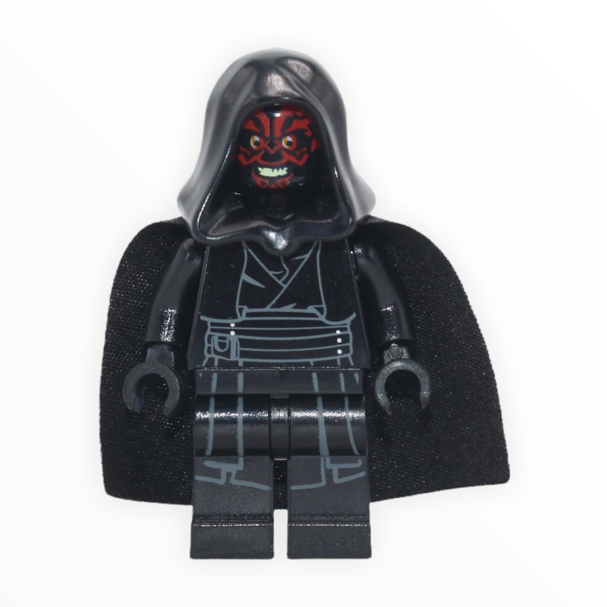 Darth Maul (evil smile, hood, stiff cape)
