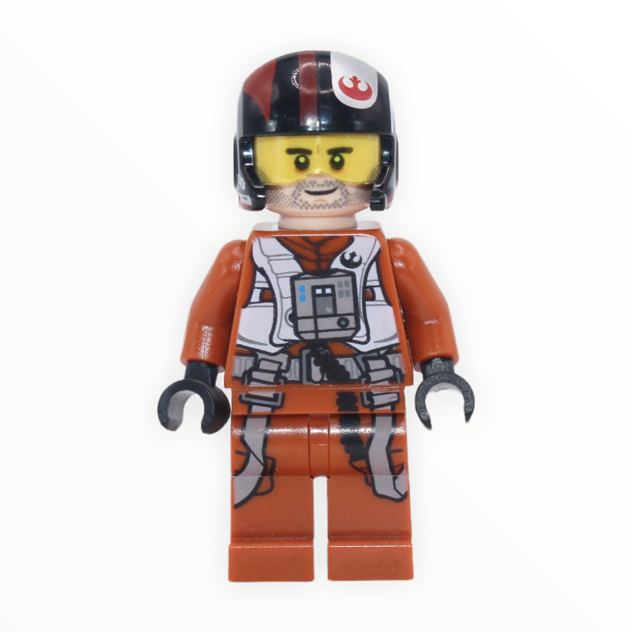 Poe Dameron (The Force Awakens, dark orange pilot jumpsuit, helmet, 2015)