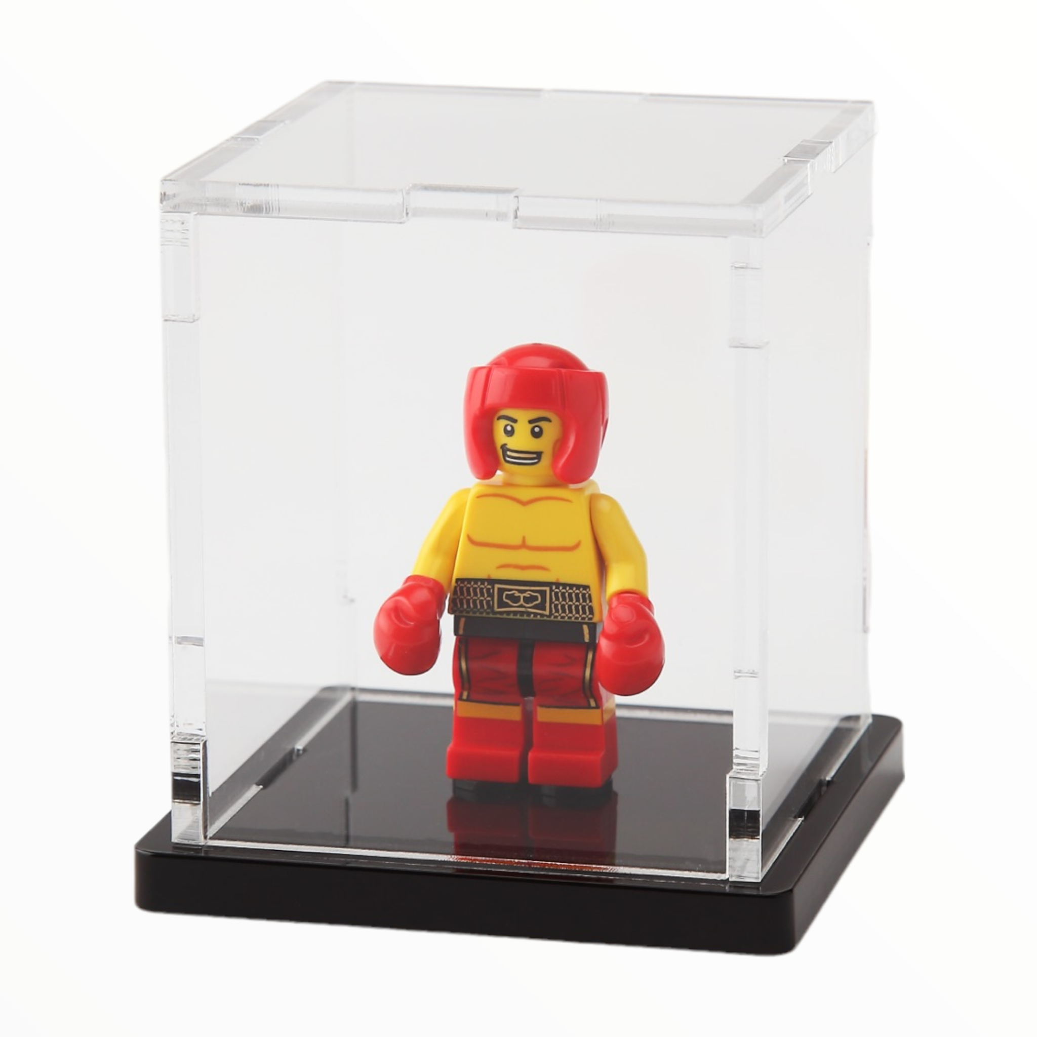 Tricked Out Bricks Single Minifigure Display Case (black base)