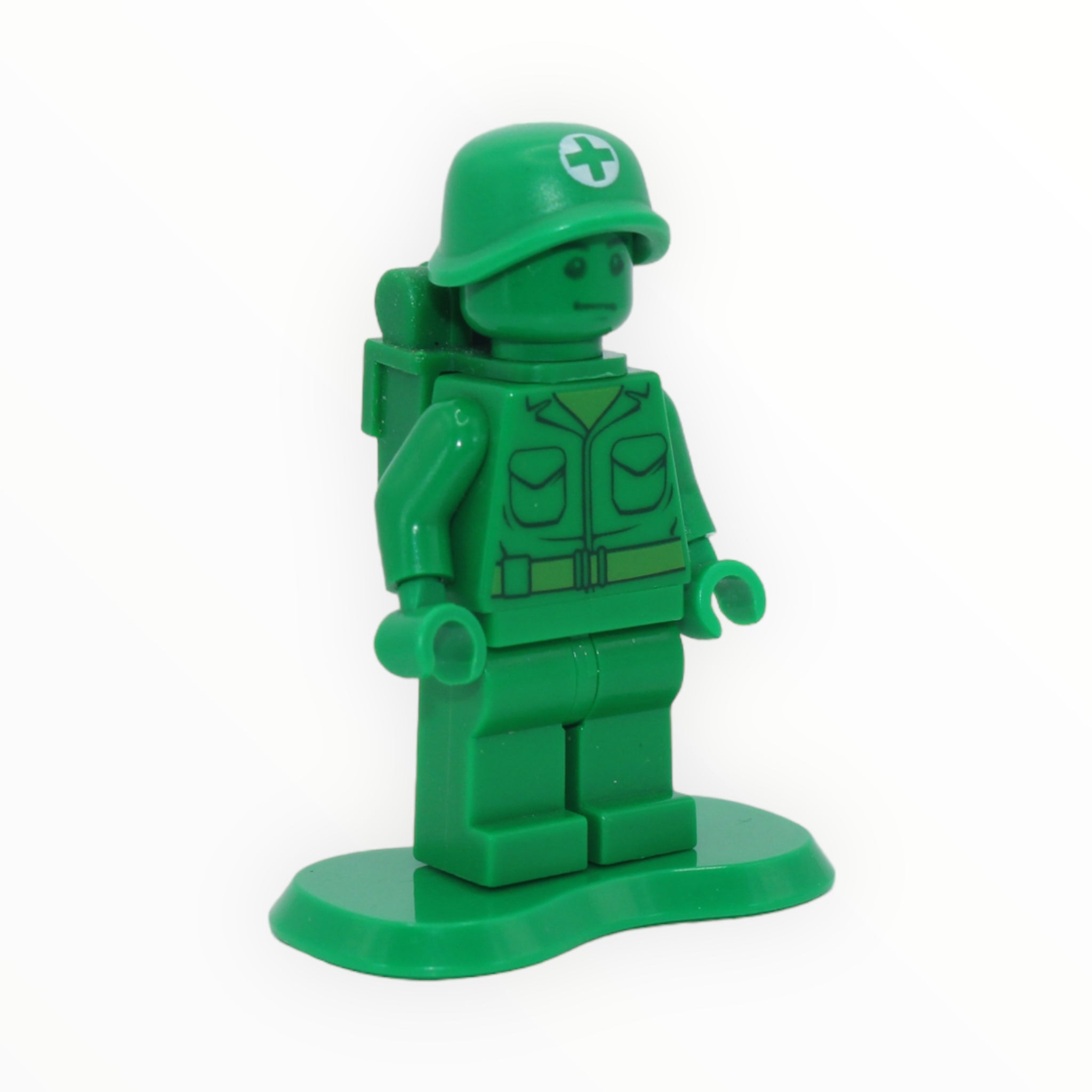 Green Army Man Medic (with green backpack and green stand)