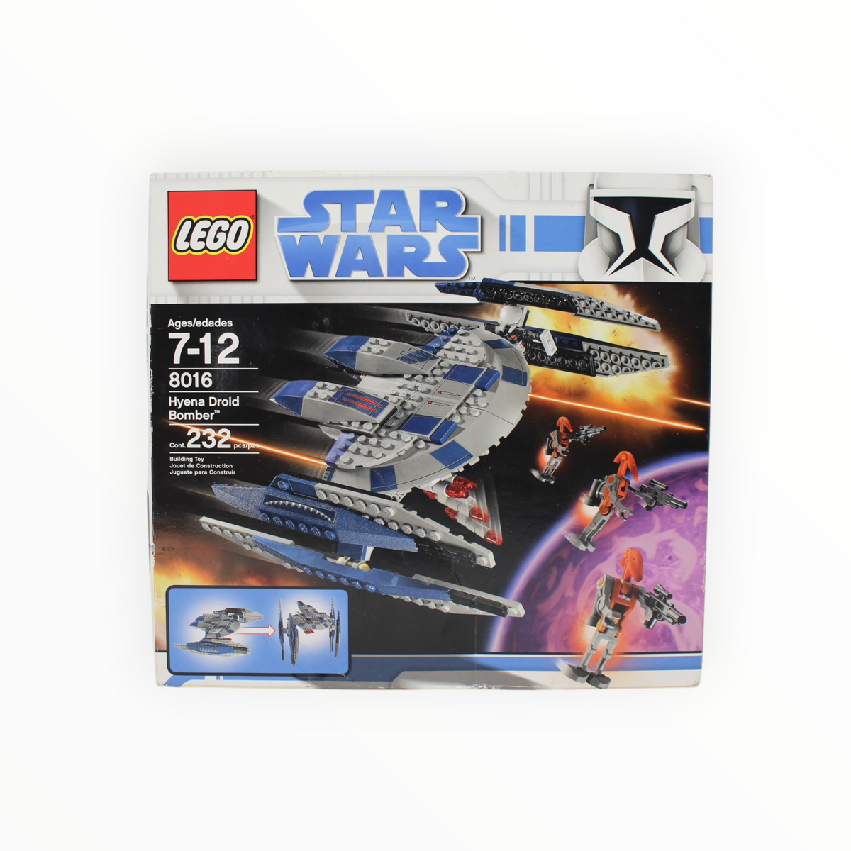 Retired Set 8016 Star Wars Hyena Droid Bomber (damaged box)