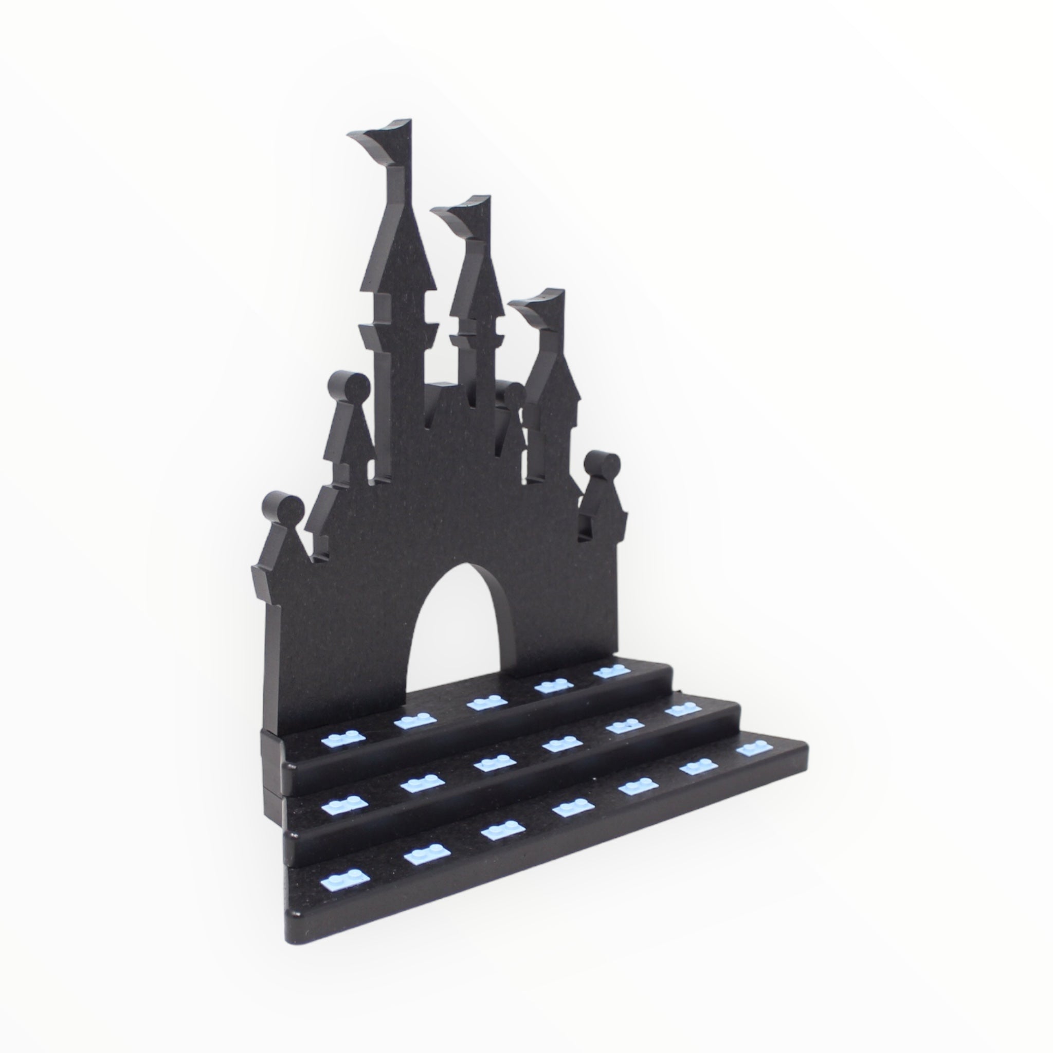 Castle-Themed Minifigure Display Stand (black with blue studs)