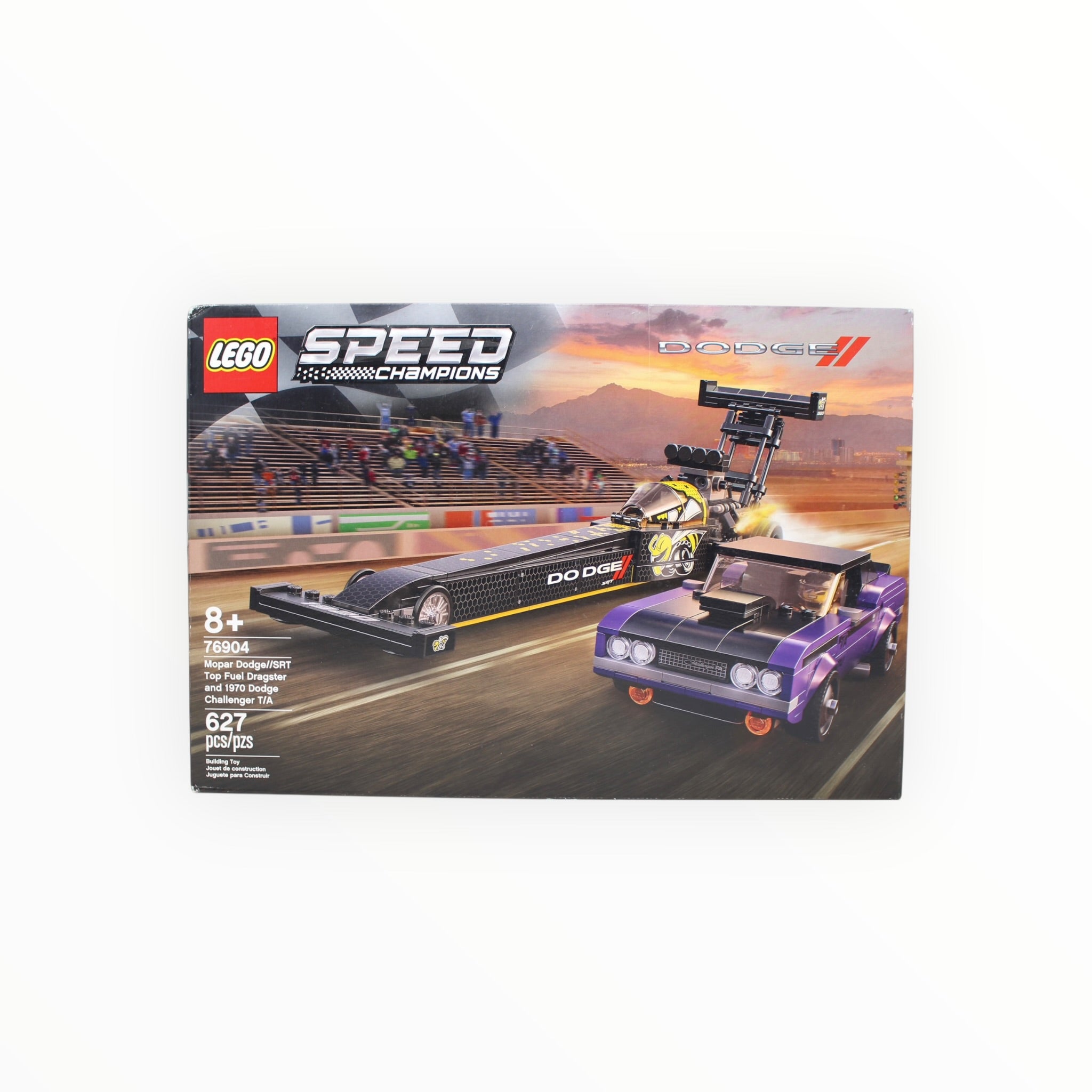 Retired Set 76904 Speed Champions Mopar Dodge//SRT Top Fuel Dragster and 1970 Dodge Challenger T/A