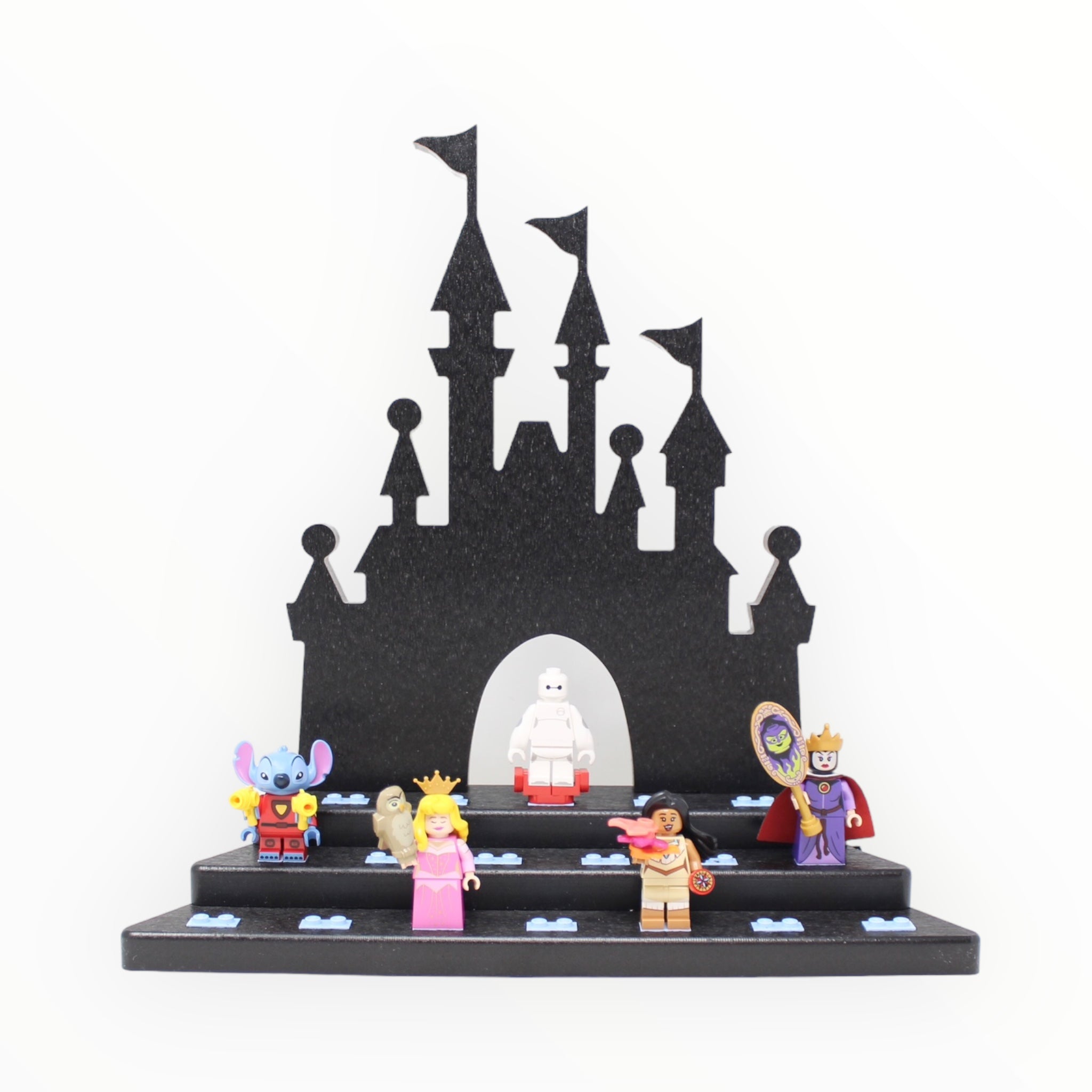 Castle-Themed Minifigure Display Stand (black with blue studs)