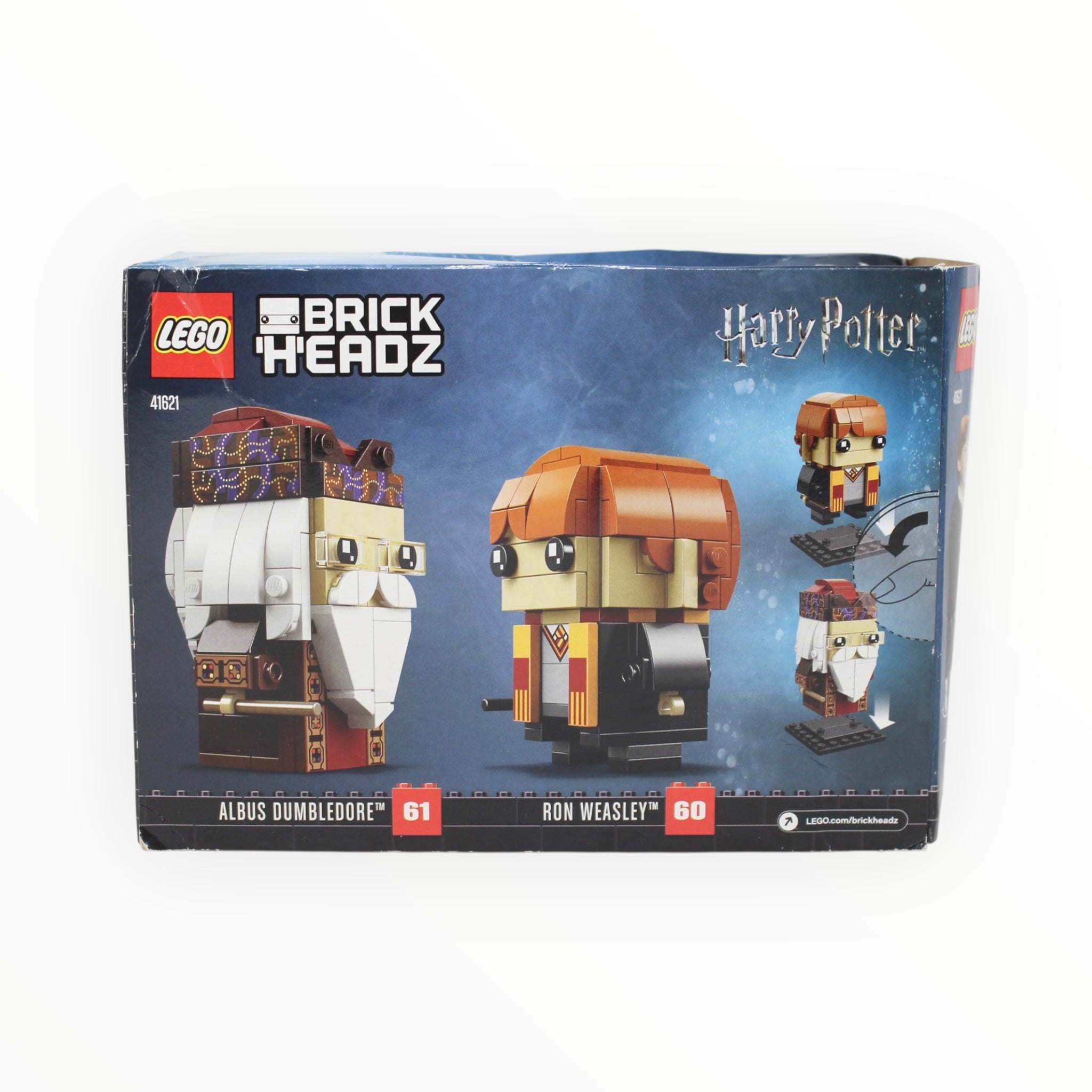 Retired Set 41621 Harry Potter BrickHeadz Ron Weasley & Albus Dumbledore (damaged box)