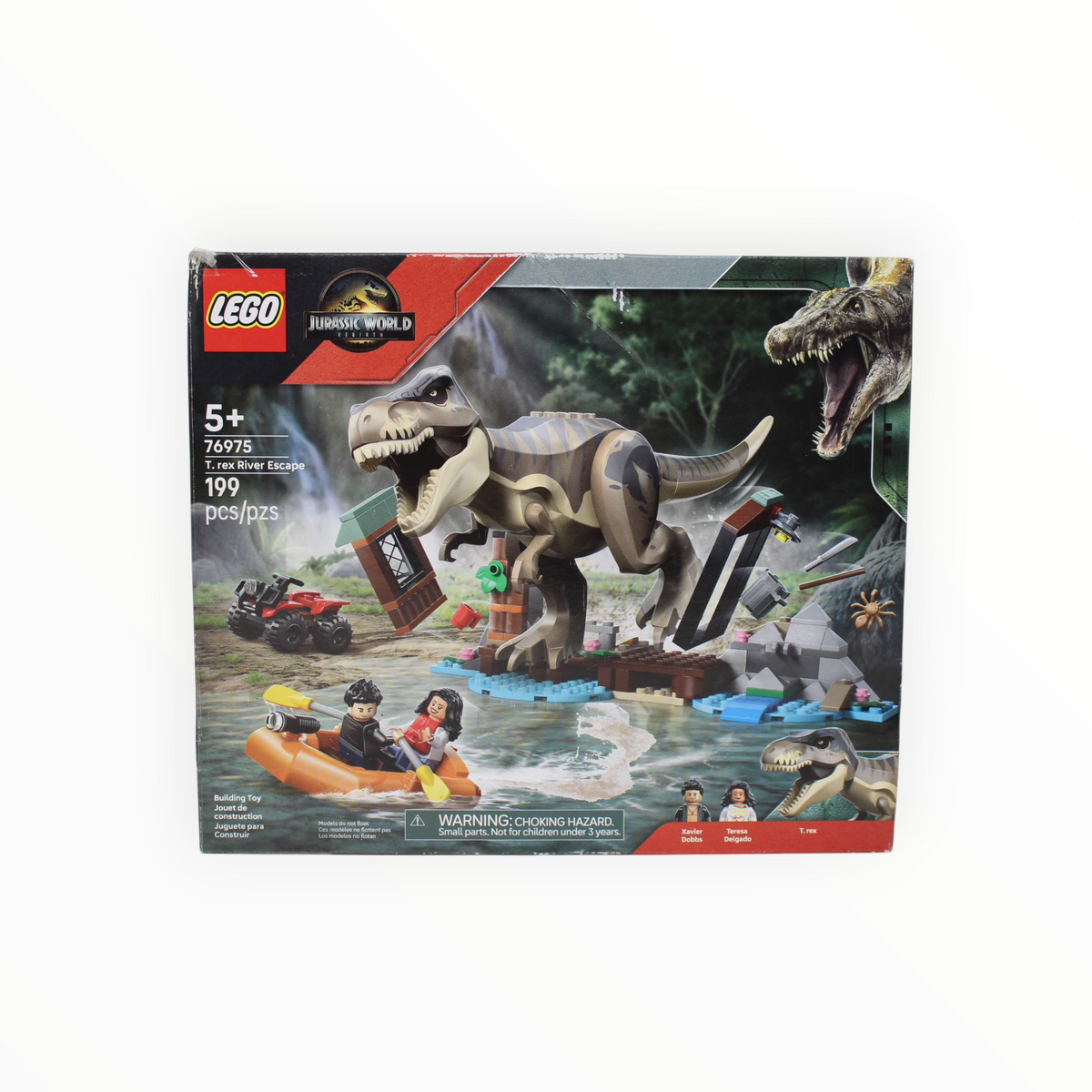 Certified Used Set 96975 Jurassic World T. rex River Escape (open box sealed bags, damaged box)