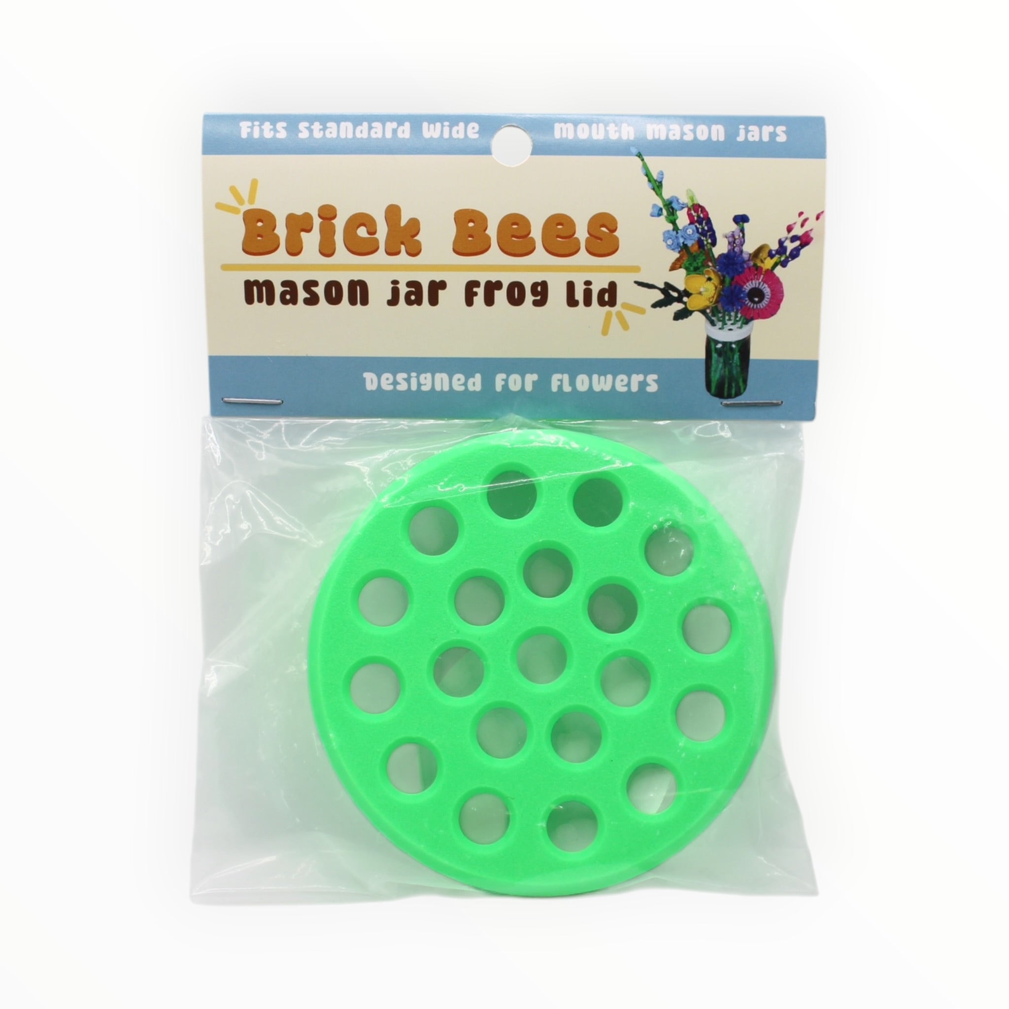 Brick Bees Mason Jar Frog Lid - Bright Green