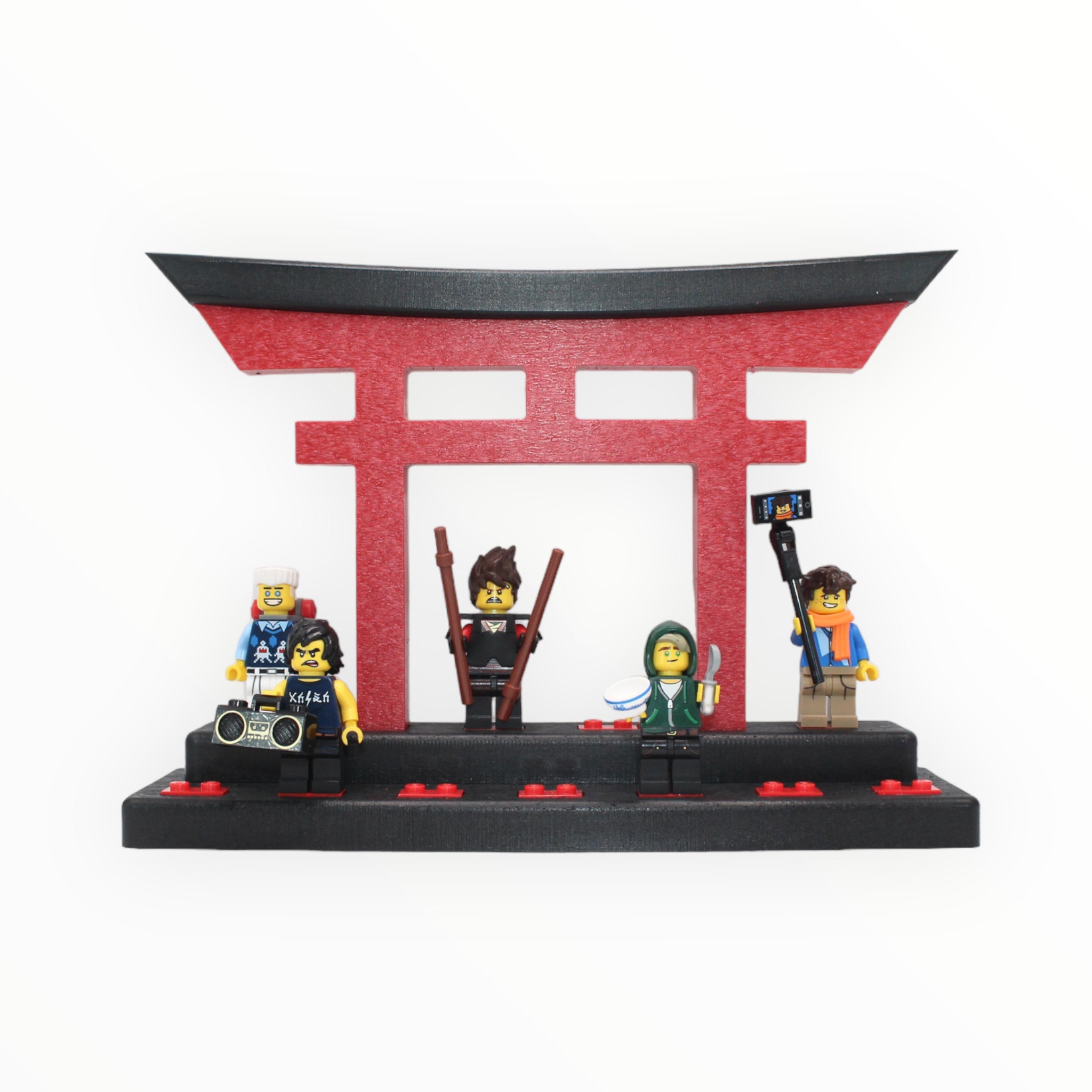 Temple Gate Minifigure Display Stand (black and red)