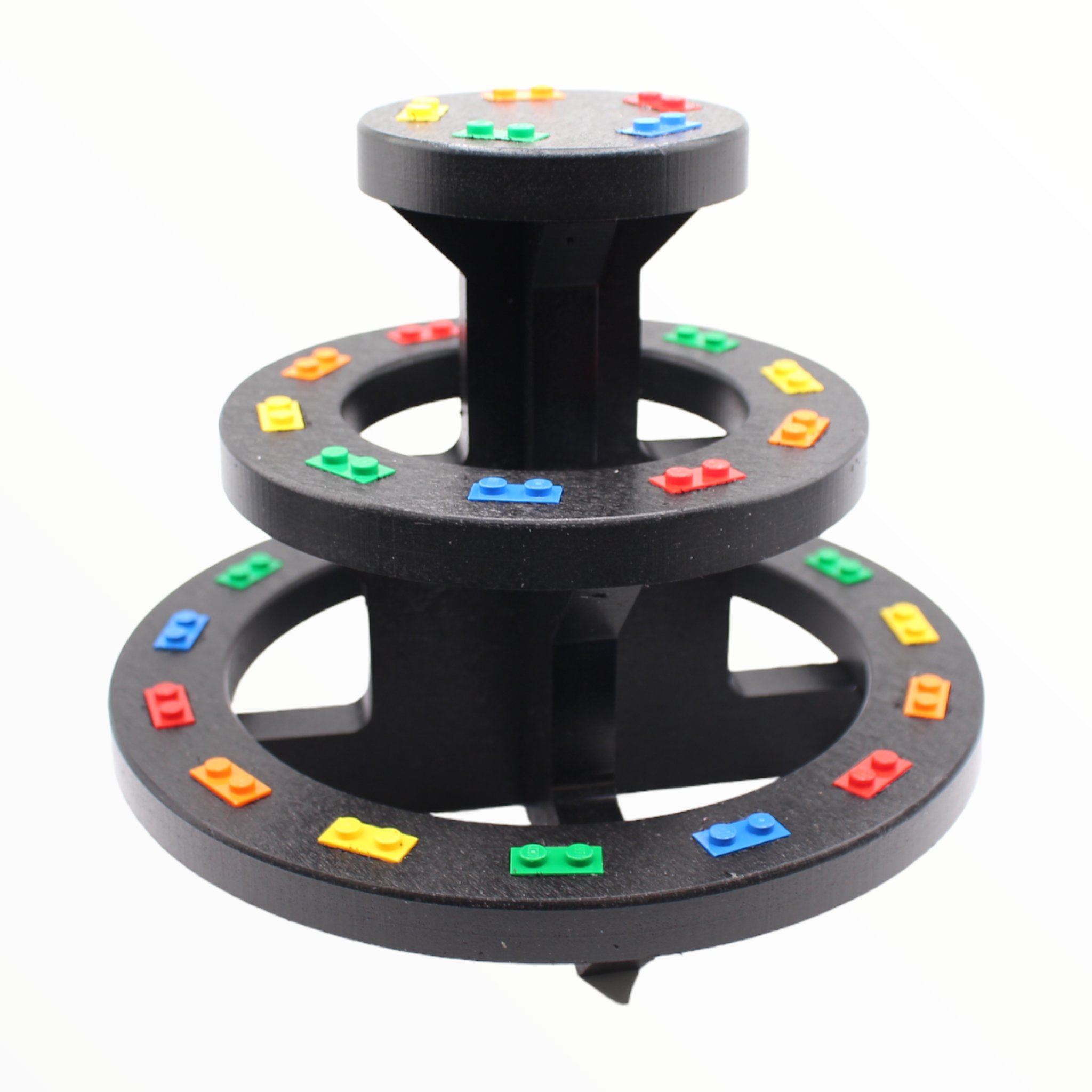 Round 3-Tier Minifigure Display Stand (rainbow studs)