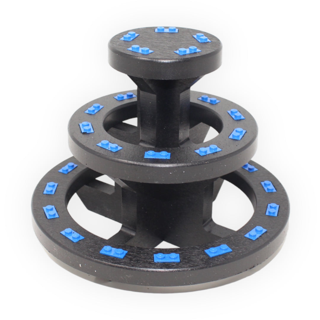 Round 3-Tier Minifigure Display Stand (blue studs)
