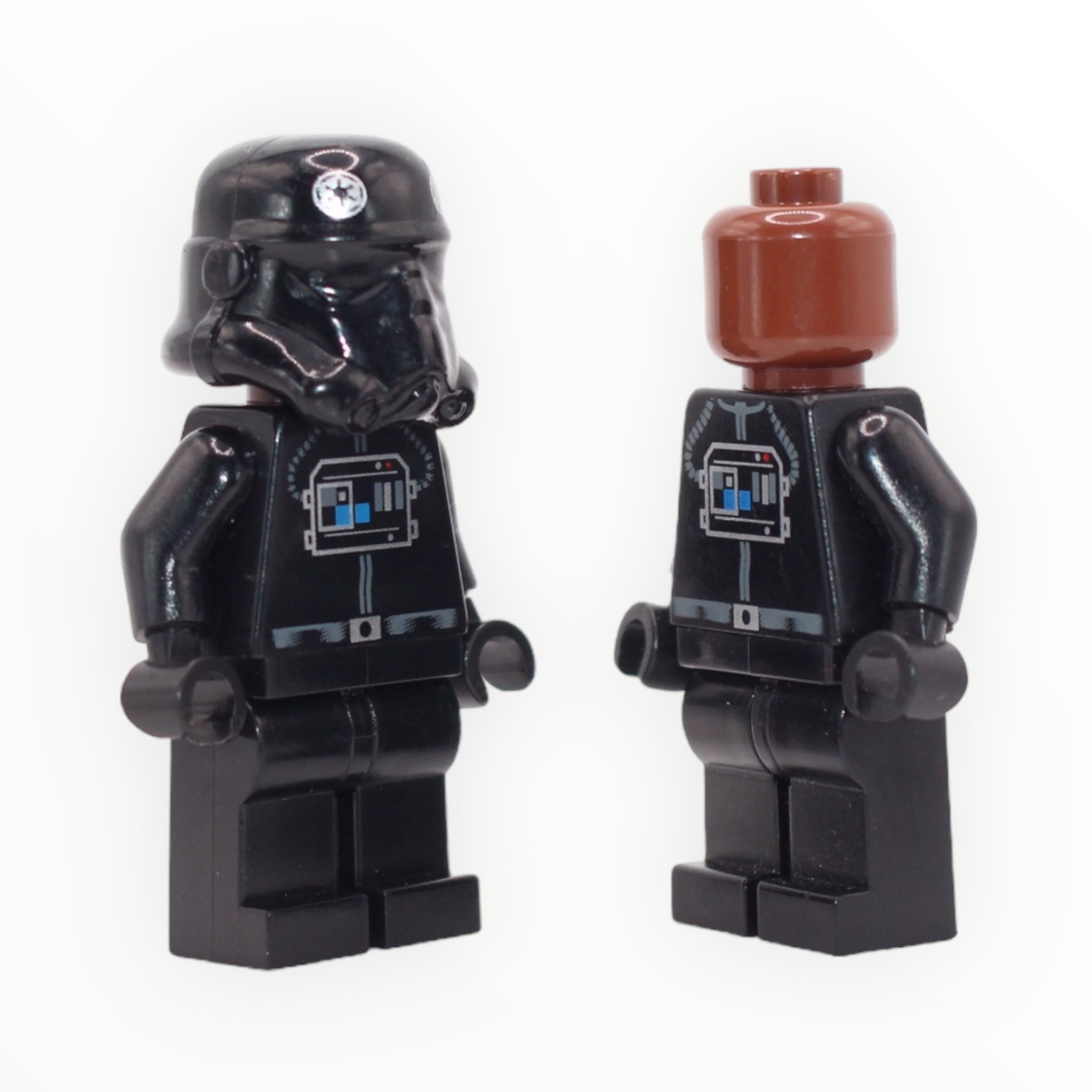 Imperial TIE Fighter Pilot (all black helmet with insignias, reddish brown head, 2004)