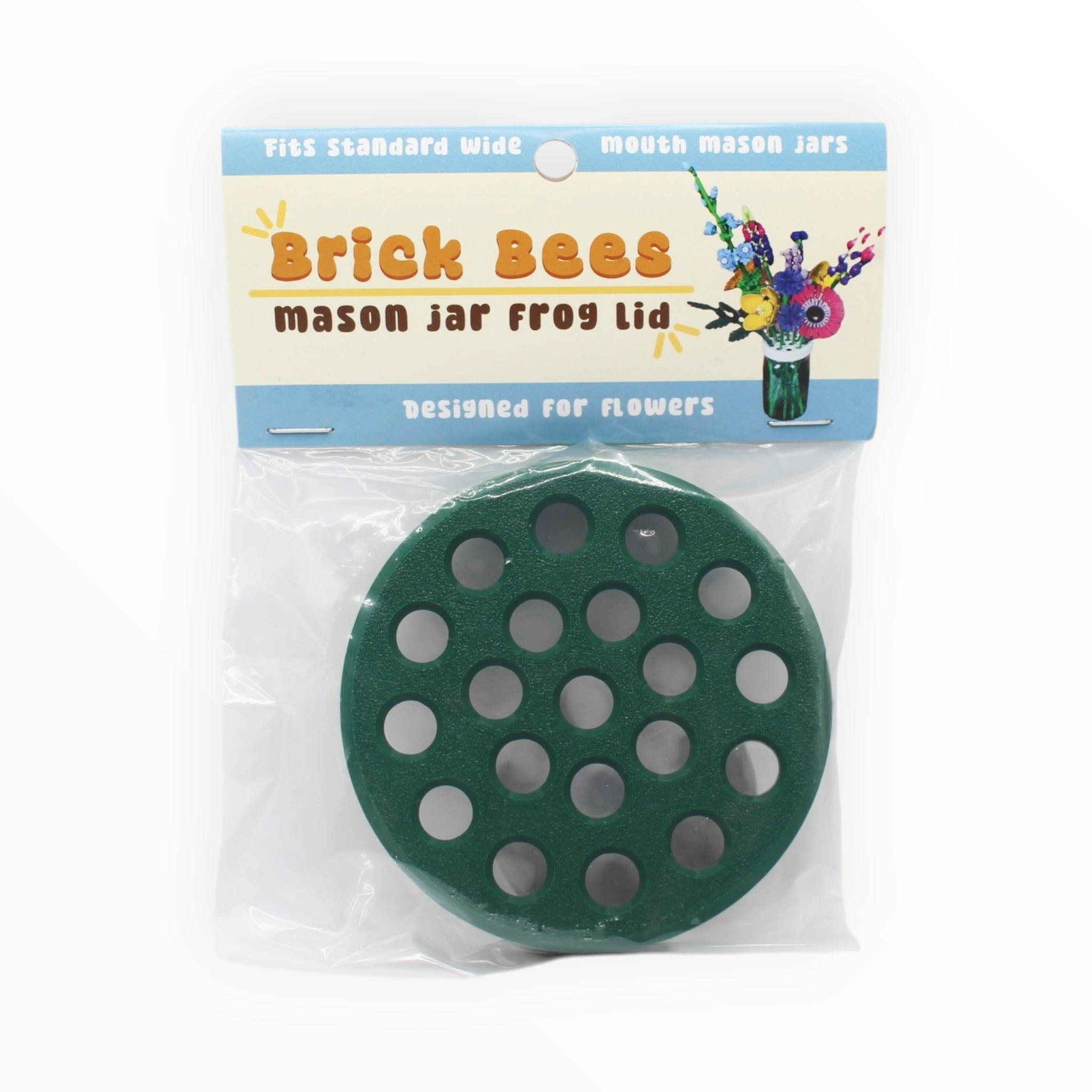 Brick Bees Mason Jar Frog Lid - Dark Green