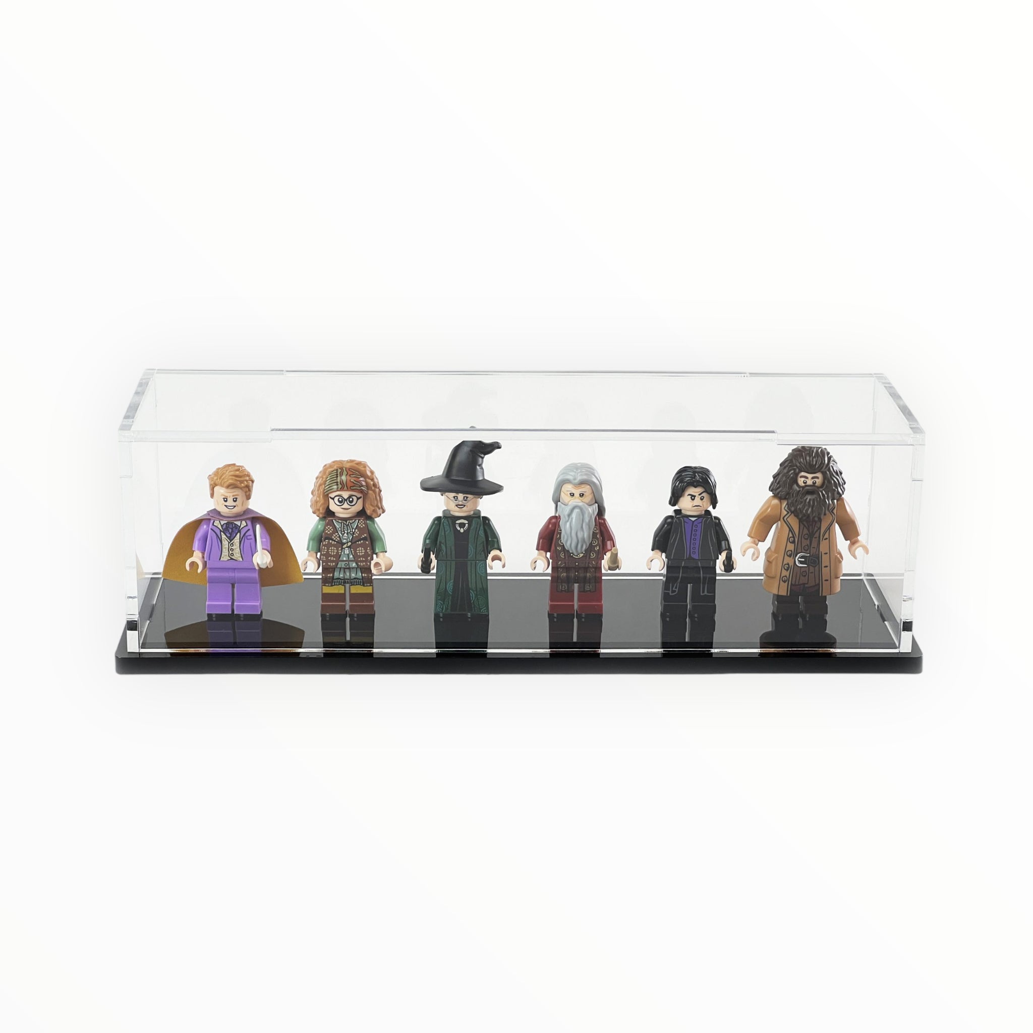 Tricked Out Bricks Minifigure Display Case (6 figures, black base)