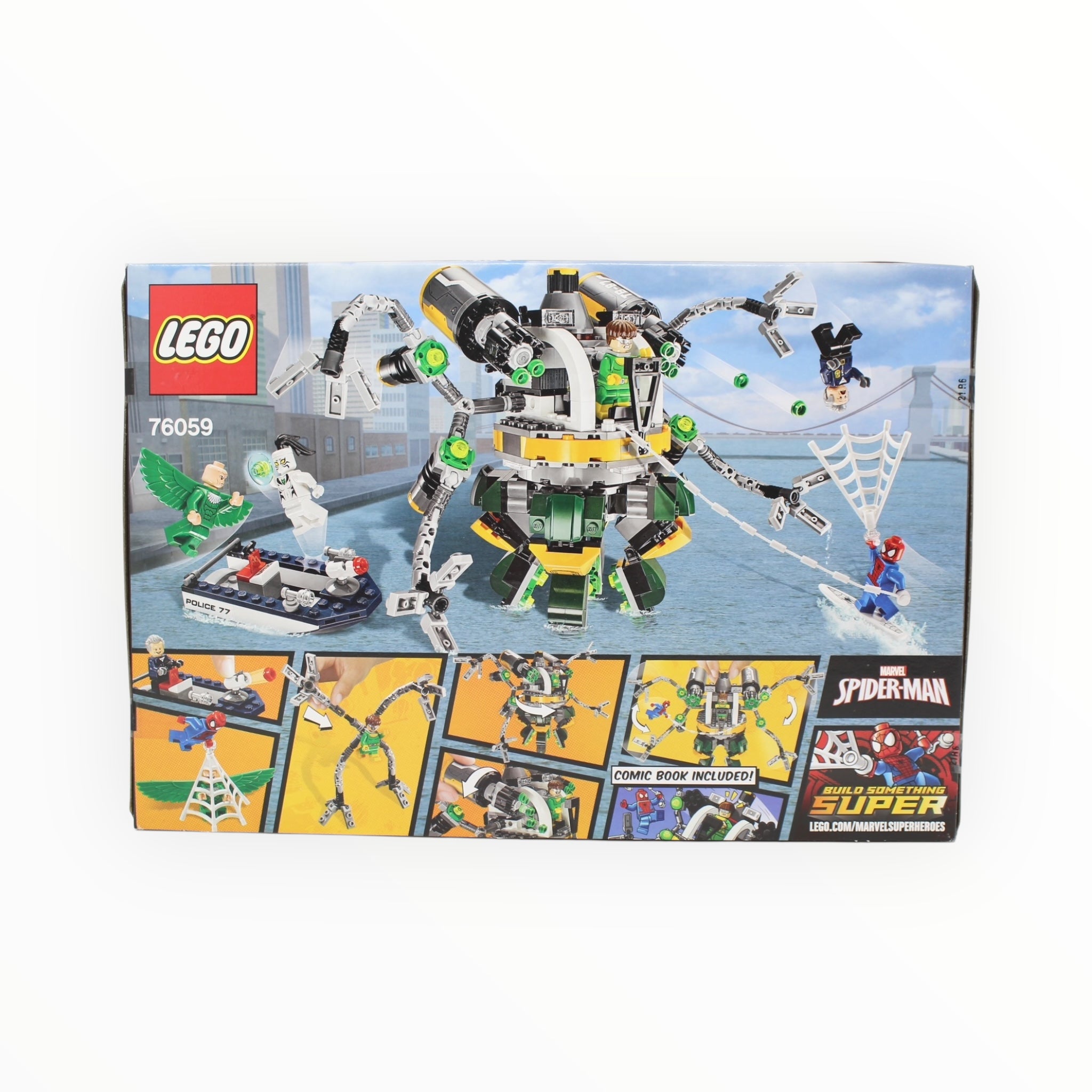 Retired Set 76059 Marvel Super Heroes Spider-Man: Doc Ock’s Tentacle Trap (slight box warping)