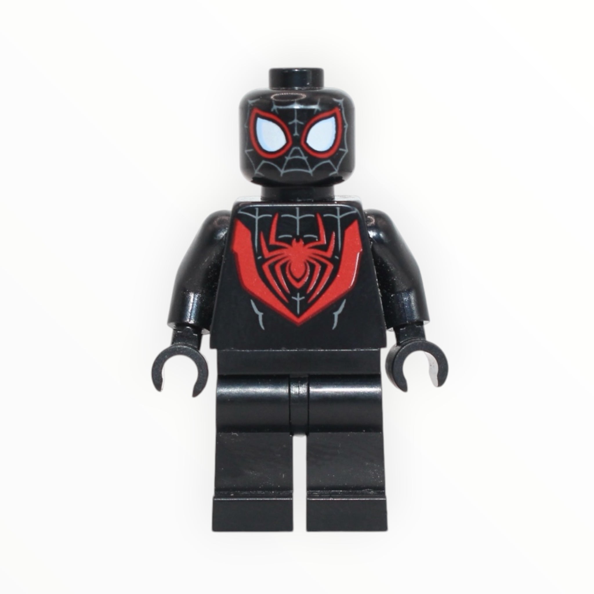 Spider-Man Miles Morales (dark bluish gray webbing, black hands, no belt, 2026)
